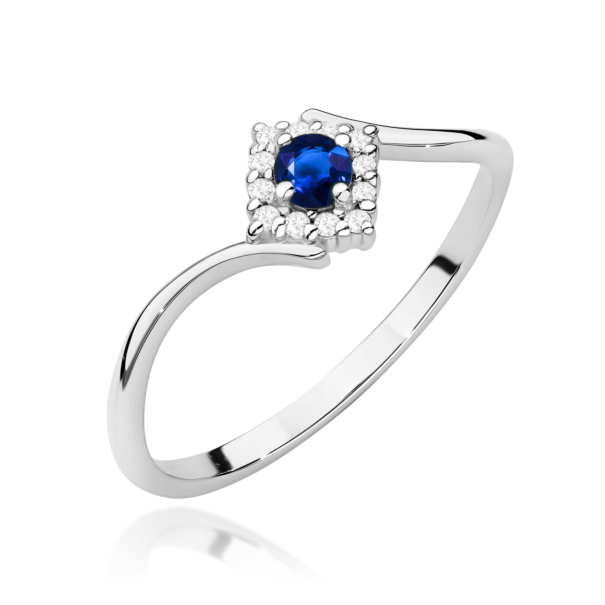 Inel Aur 9K cu Safir 0.15 ct si Diamante Naturale 0.06 ct