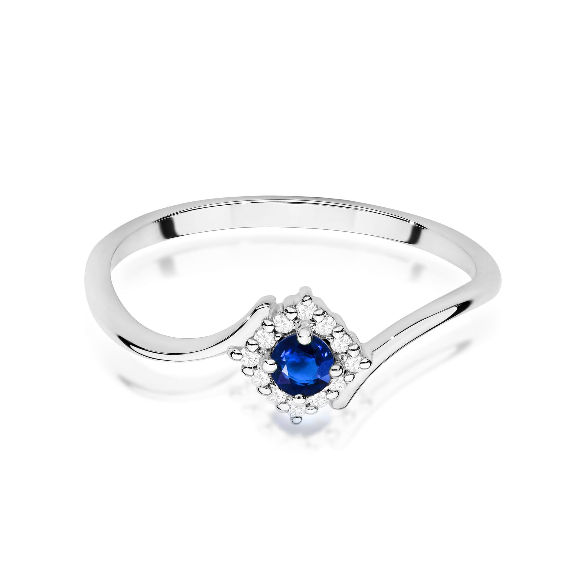 Inel Aur 9K cu Safir 0.15 ct si Diamante Naturale 0.06 ct