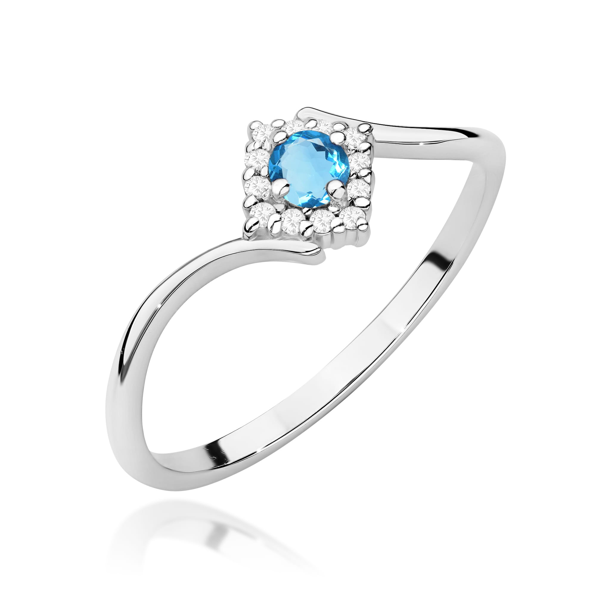 Inel Aur 9K cu Topaz Swiss 0.15 ct si Diamante Naturale 0.06 ct