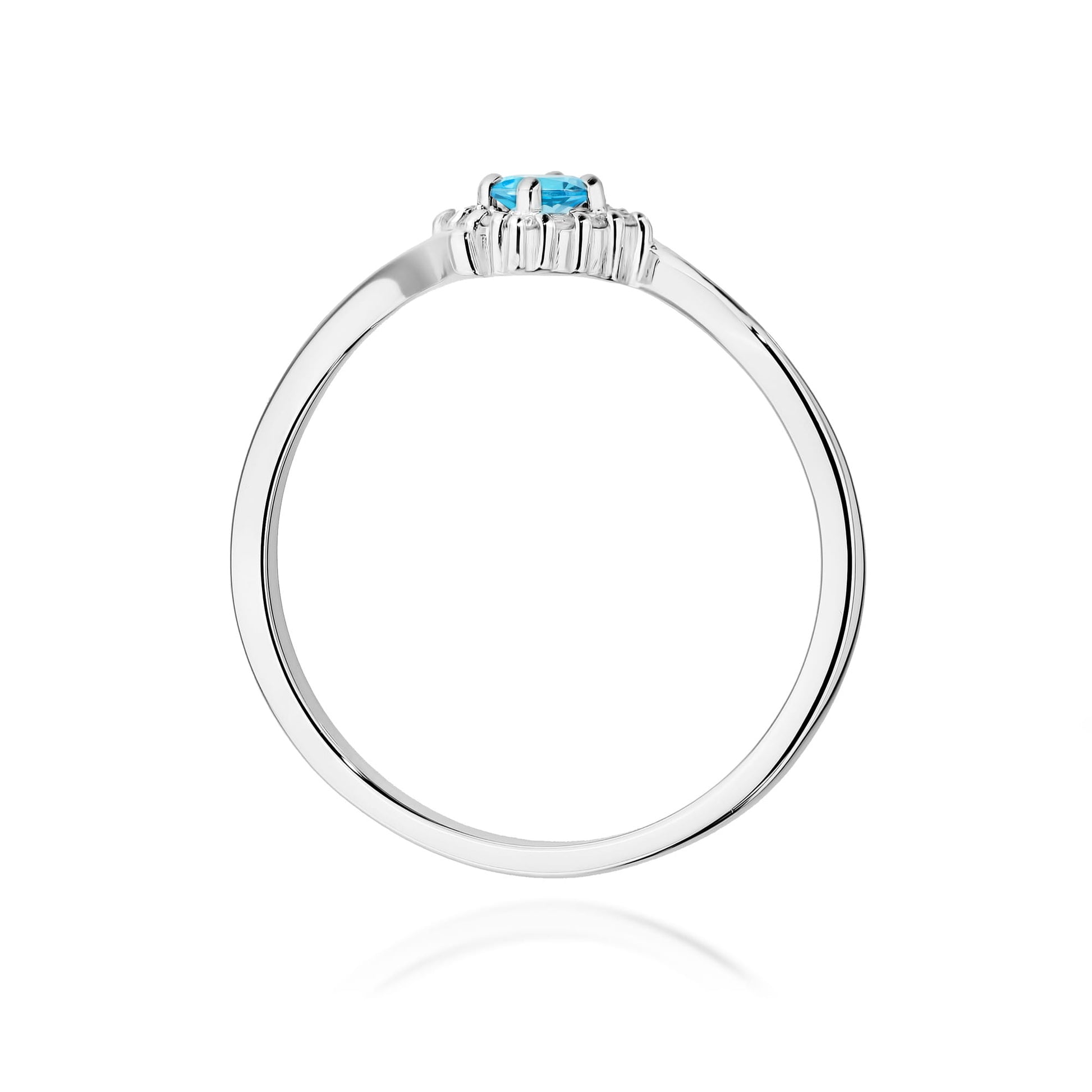 Inel Aur 9K cu Topaz Swiss 0.15 ct si Diamante Naturale 0.06 ct