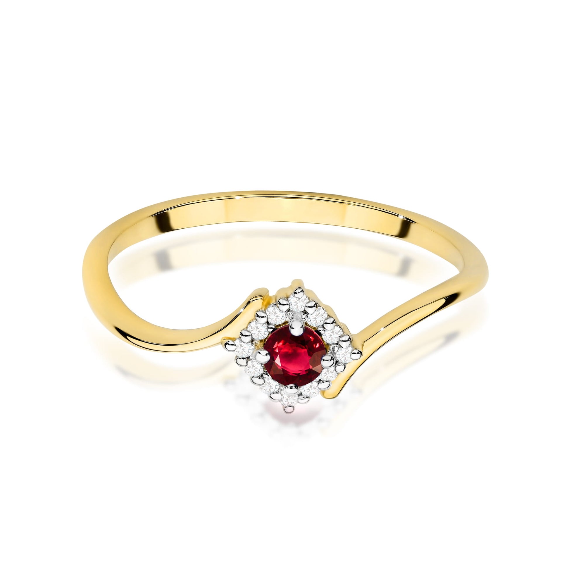Inel Aur 9K cu Rubin 0.15 ct si Diamante Naturale 0.06 ct