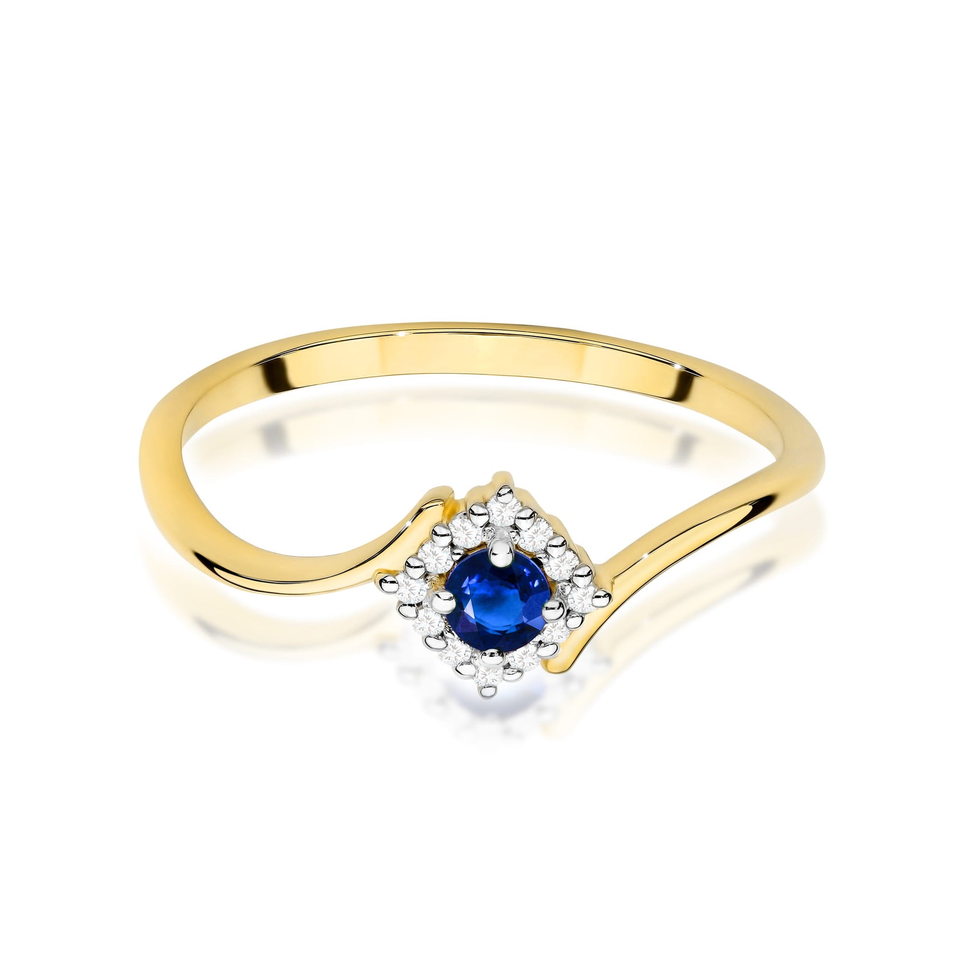 Inel Aur 9K cu Safir 0.15 ct si Diamante Naturale 0.06 ct