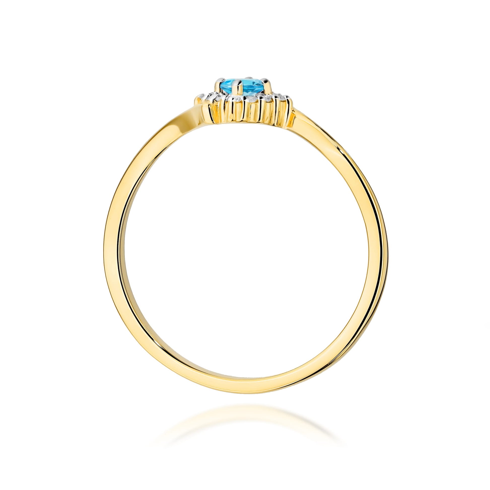 Inel Aur 9K cu Topaz Swiss 0.15 ct si Diamante Naturale 0.06 ct