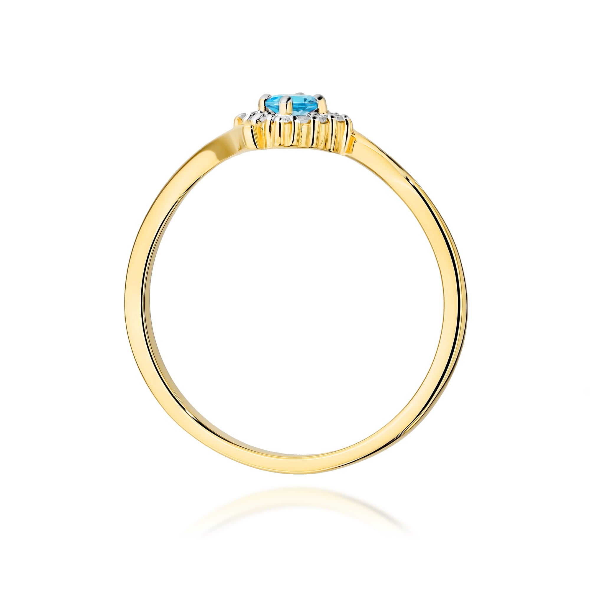 Inel Aur 9K cu Topaz Swiss 0.15 ct si Diamante Naturale 0.06 ct