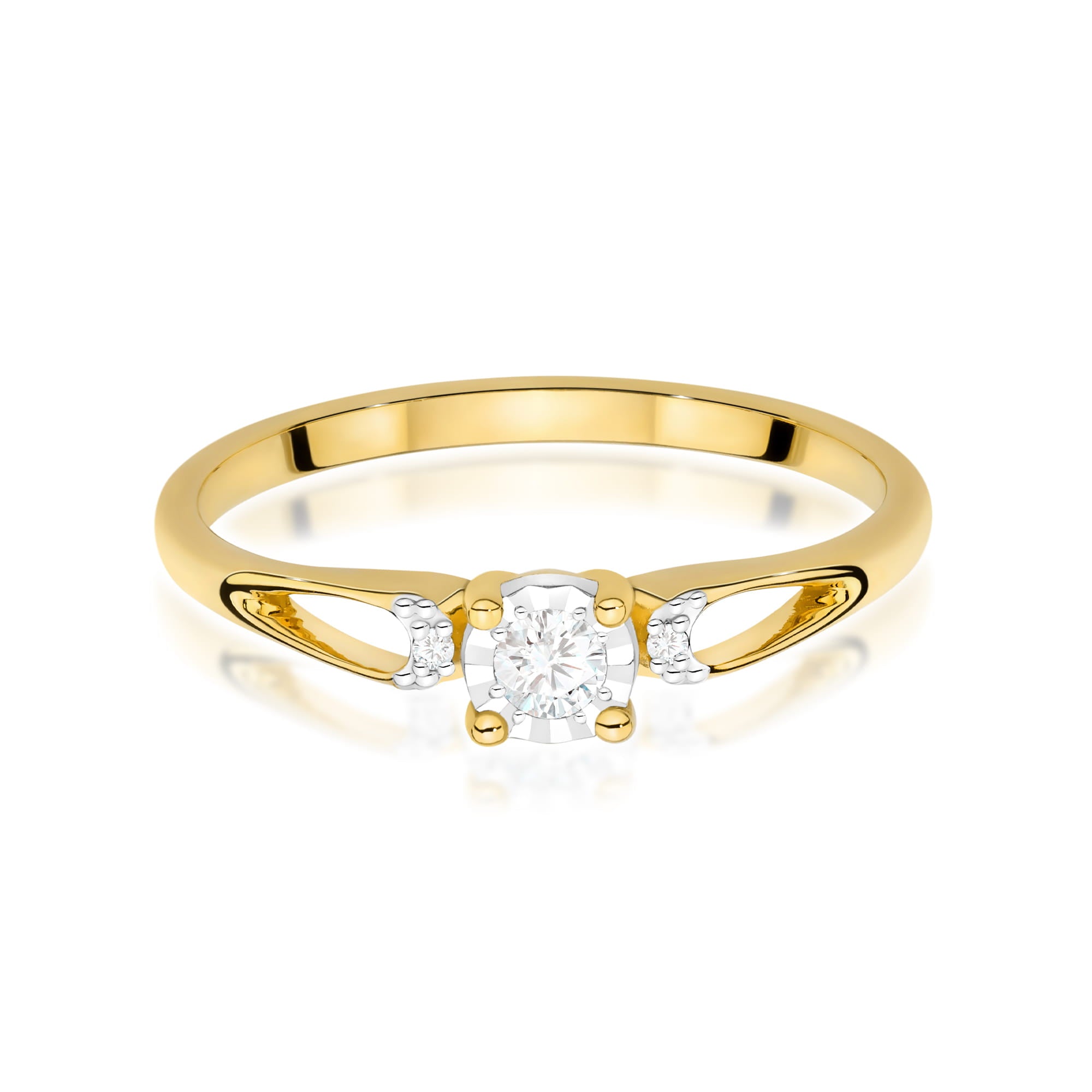 Inel Aur 9K cu Diamante Naturale 0.09 ct