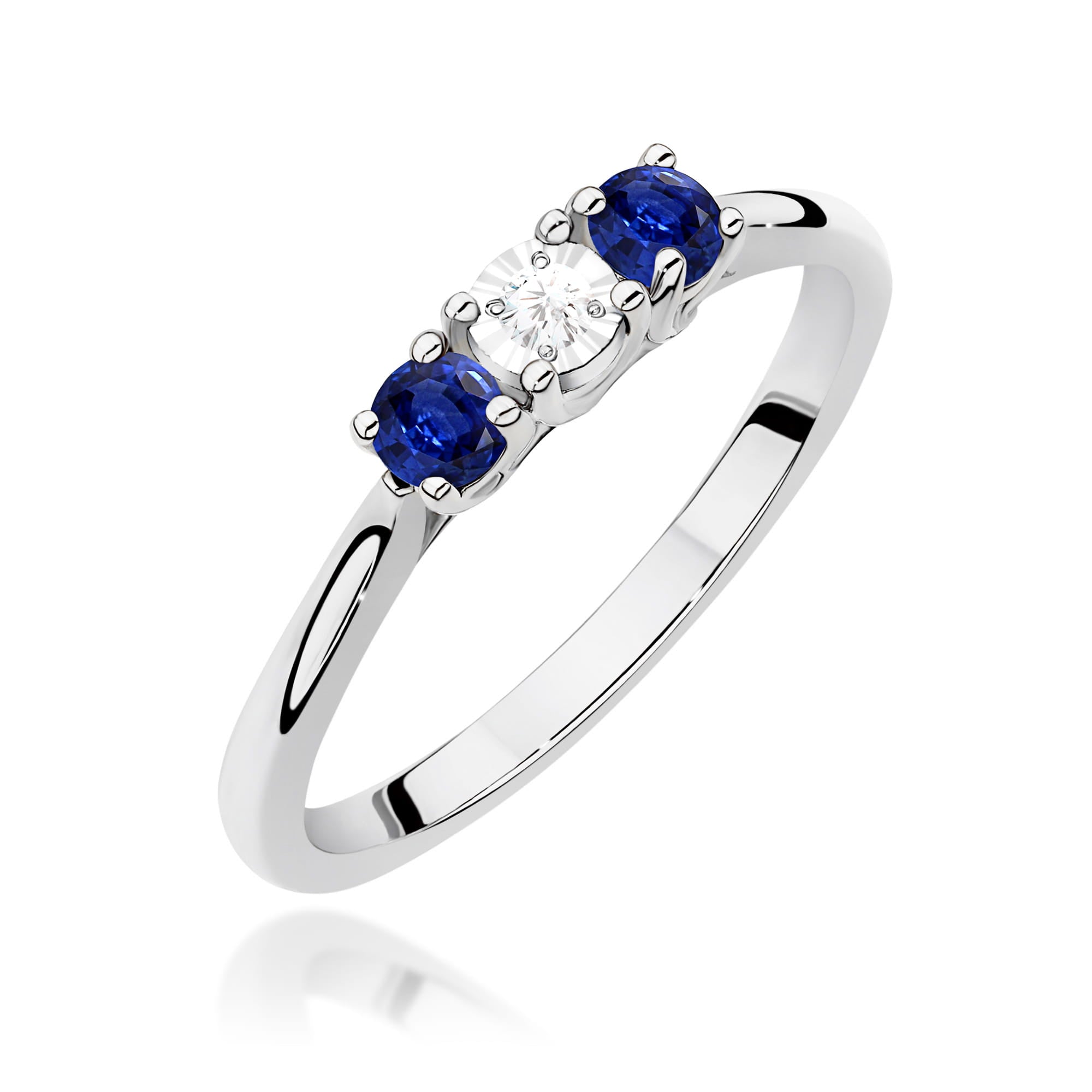 Inel Aur 14K Diamant 0,03ct și Safire