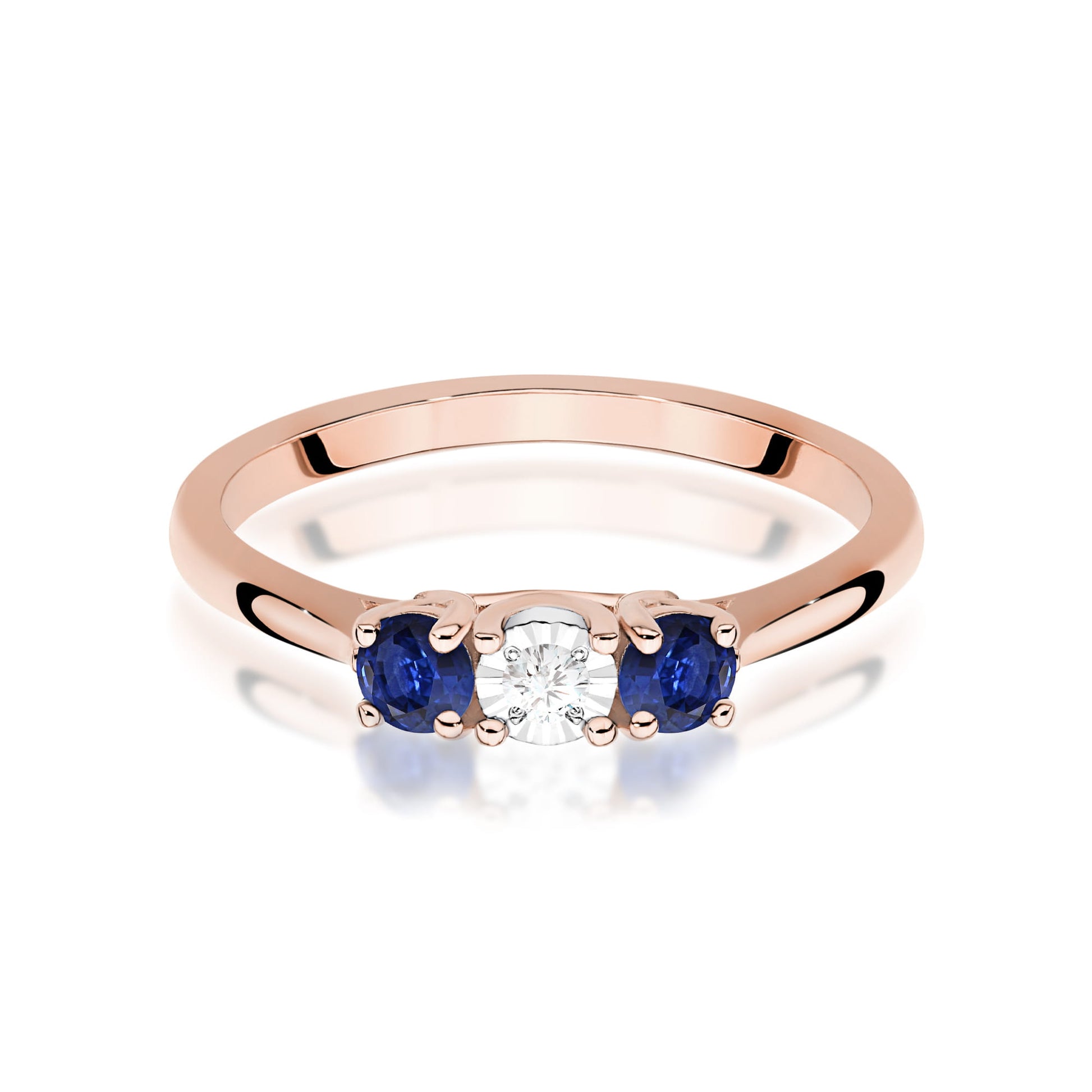 Inel Aur 14K Diamant 0,03ct și Safire