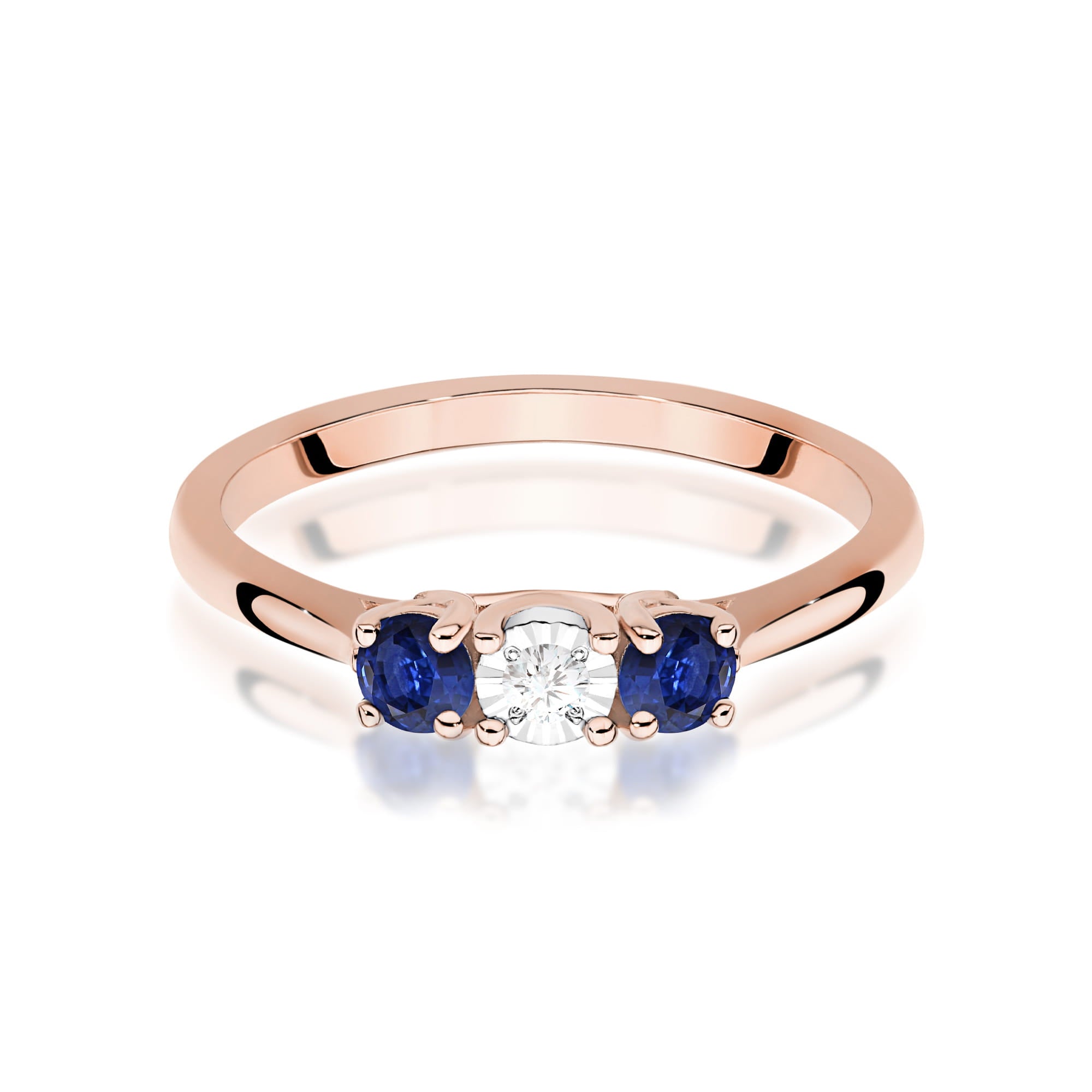 Inel Aur 14K Diamant 0,03ct și Safire