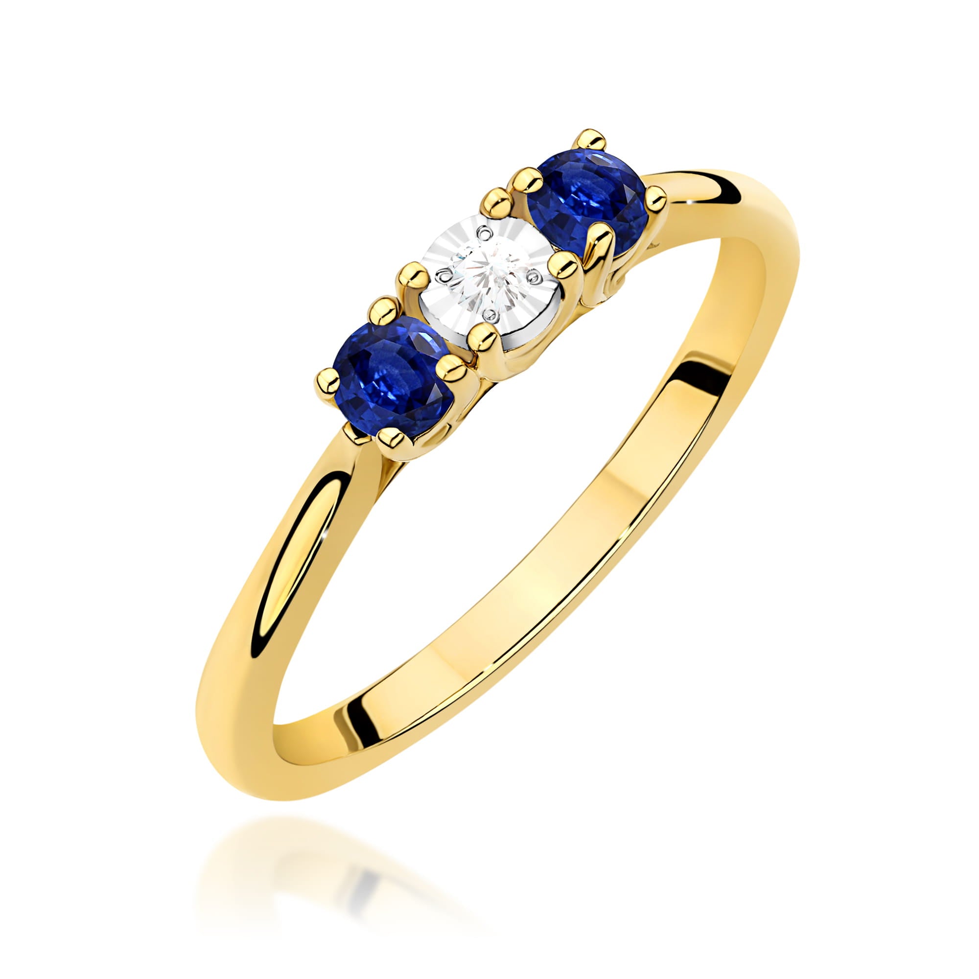 Inel Aur 14K Diamant 0,03ct și Safire