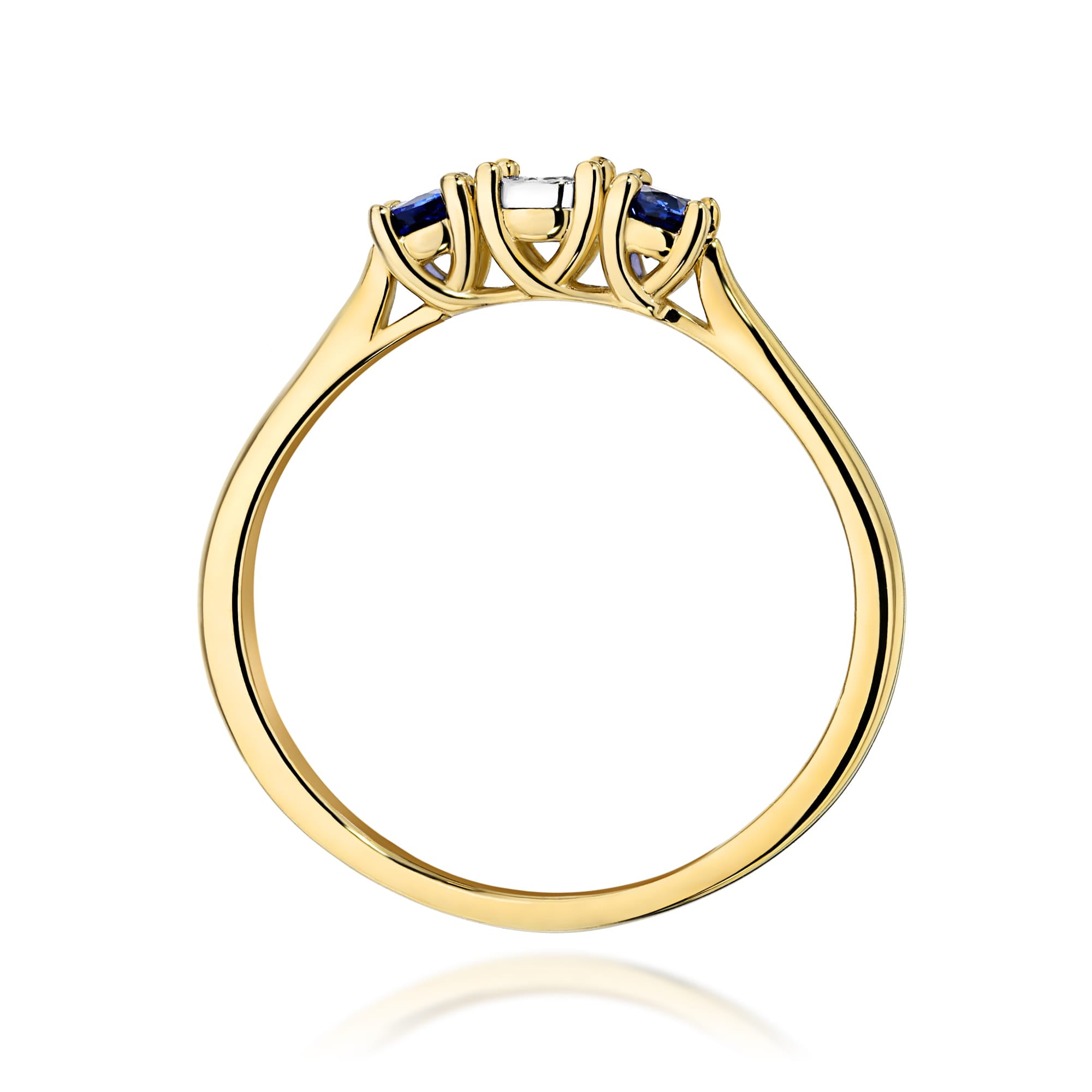 Inel Aur 14K Diamant 0,03ct și Safire