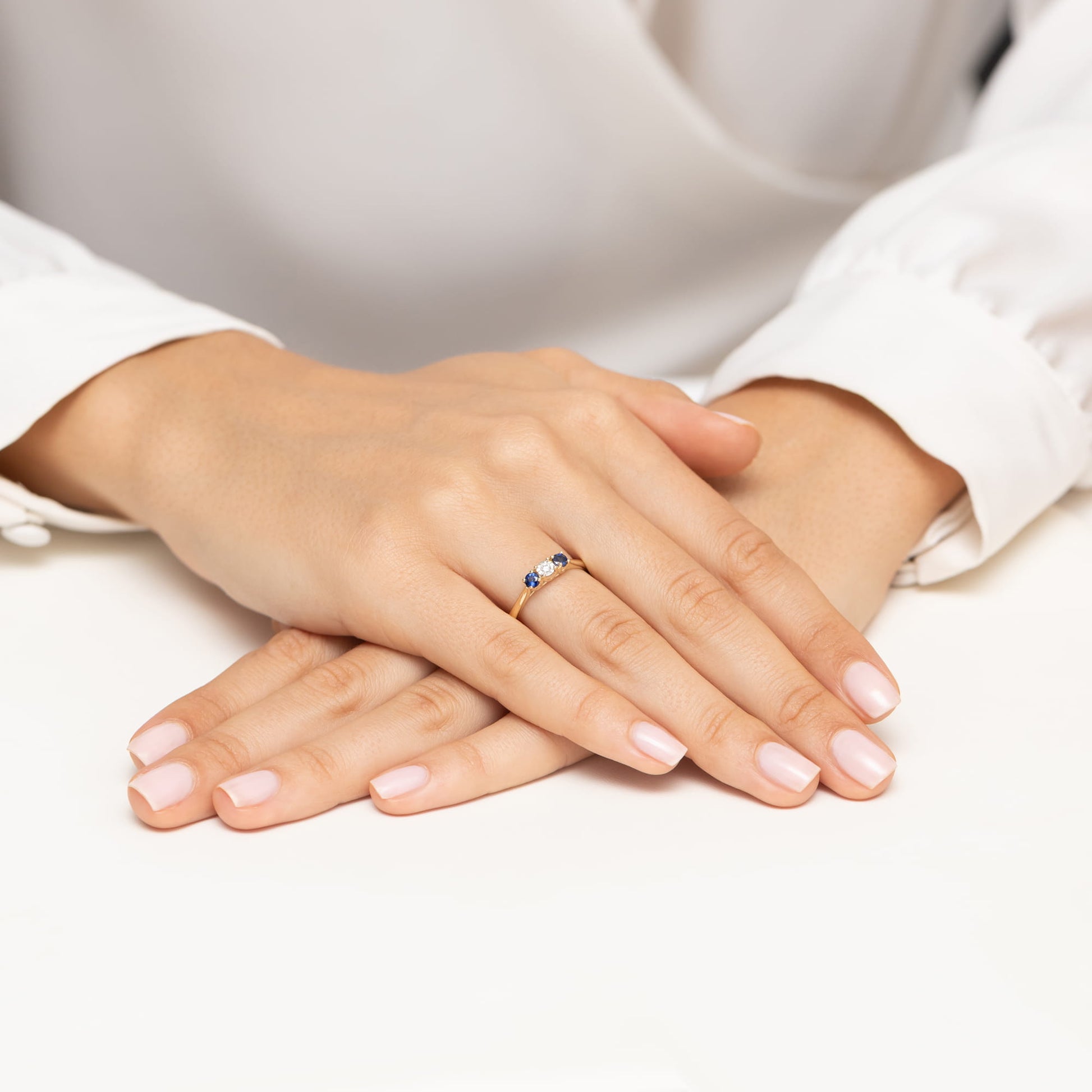 Inel Aur 14K Diamant 0,03ct și Safire