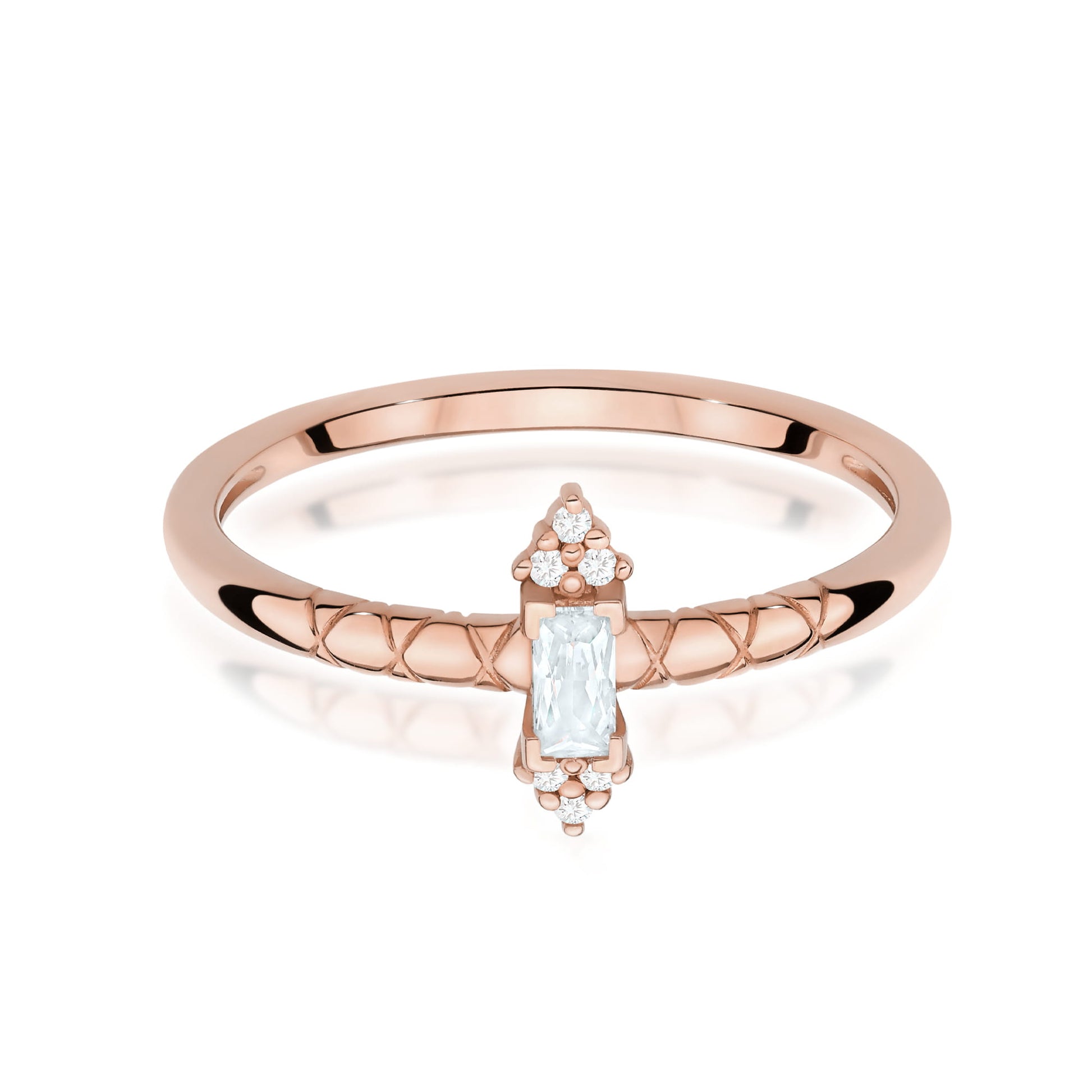 Inel Aur 14K Diamant 0,13ct Baguetă W0713