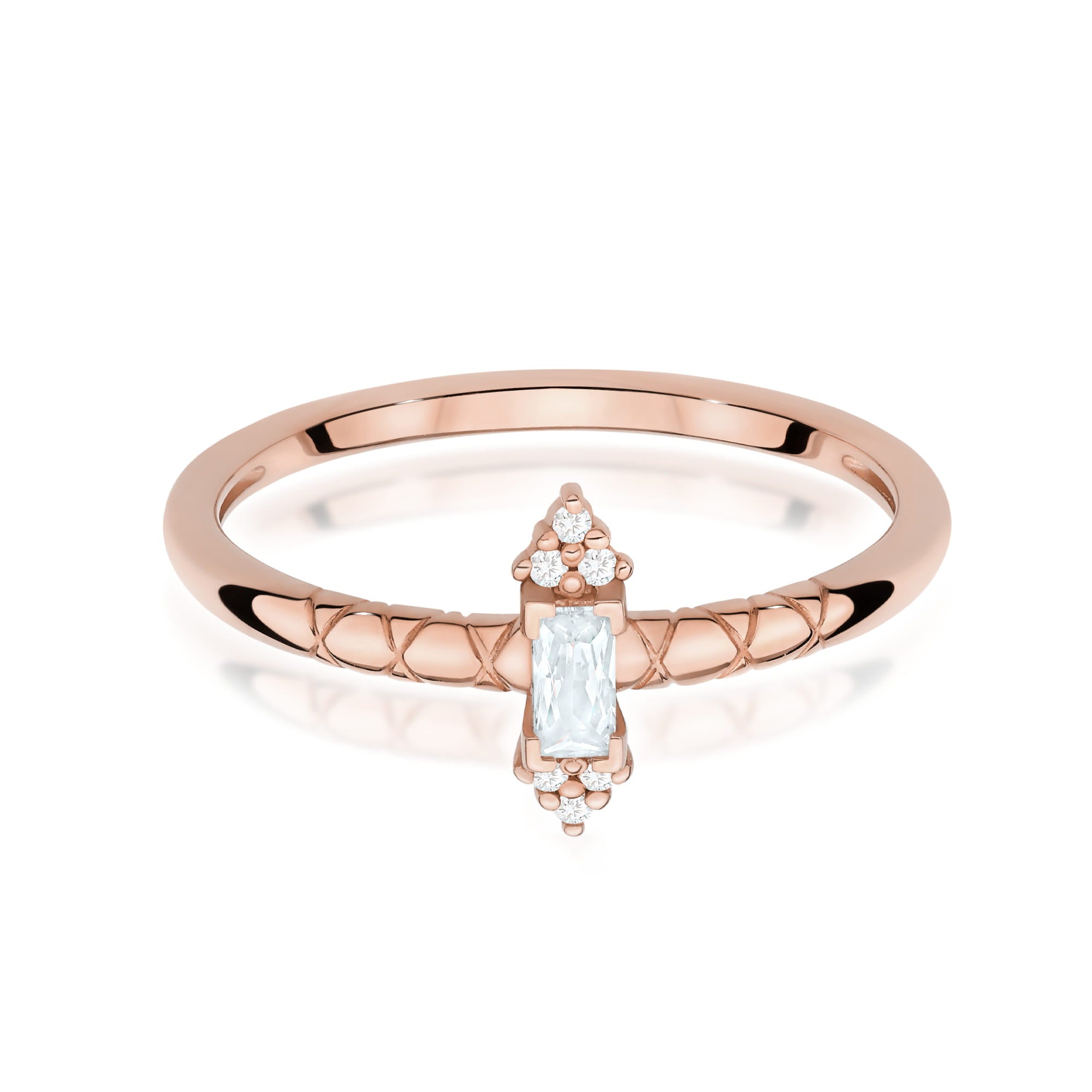 Inel Aur 14K Diamant 0,13ct Baguetă W0713
