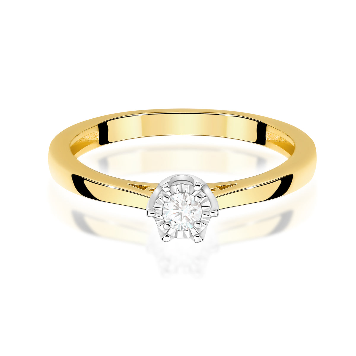 Inel Aur 9K cu Diamant Natural 0.08 ct