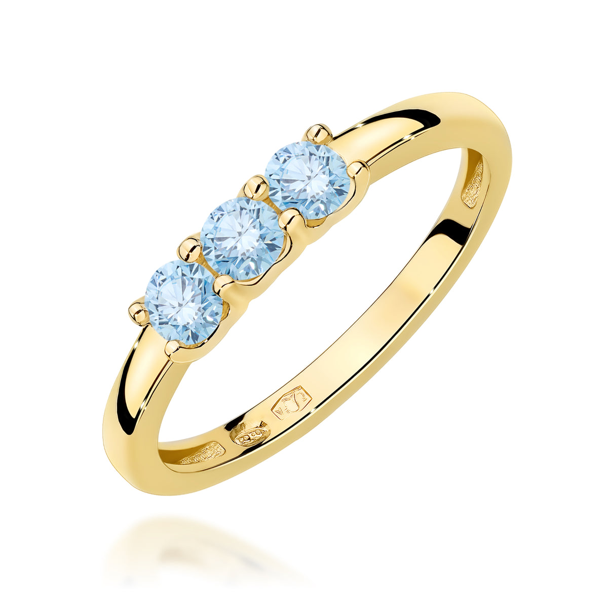 Inel Aur 14K cu Diamante Albastre de Laborator 0.30 ct