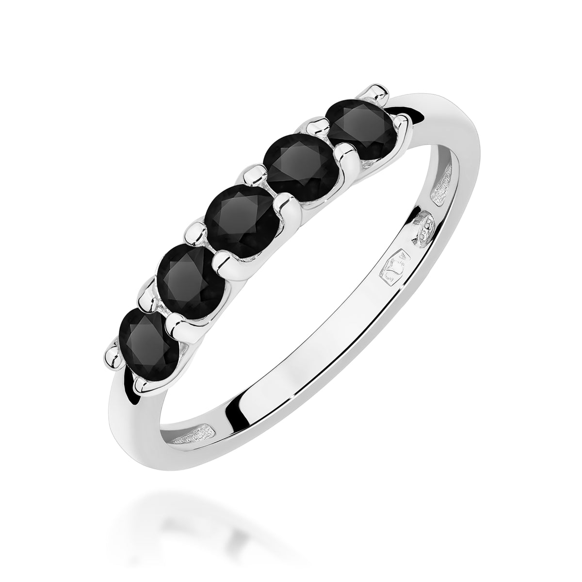 Inel Aur 14K cu Diamante Naturale Negre 0.60 ct