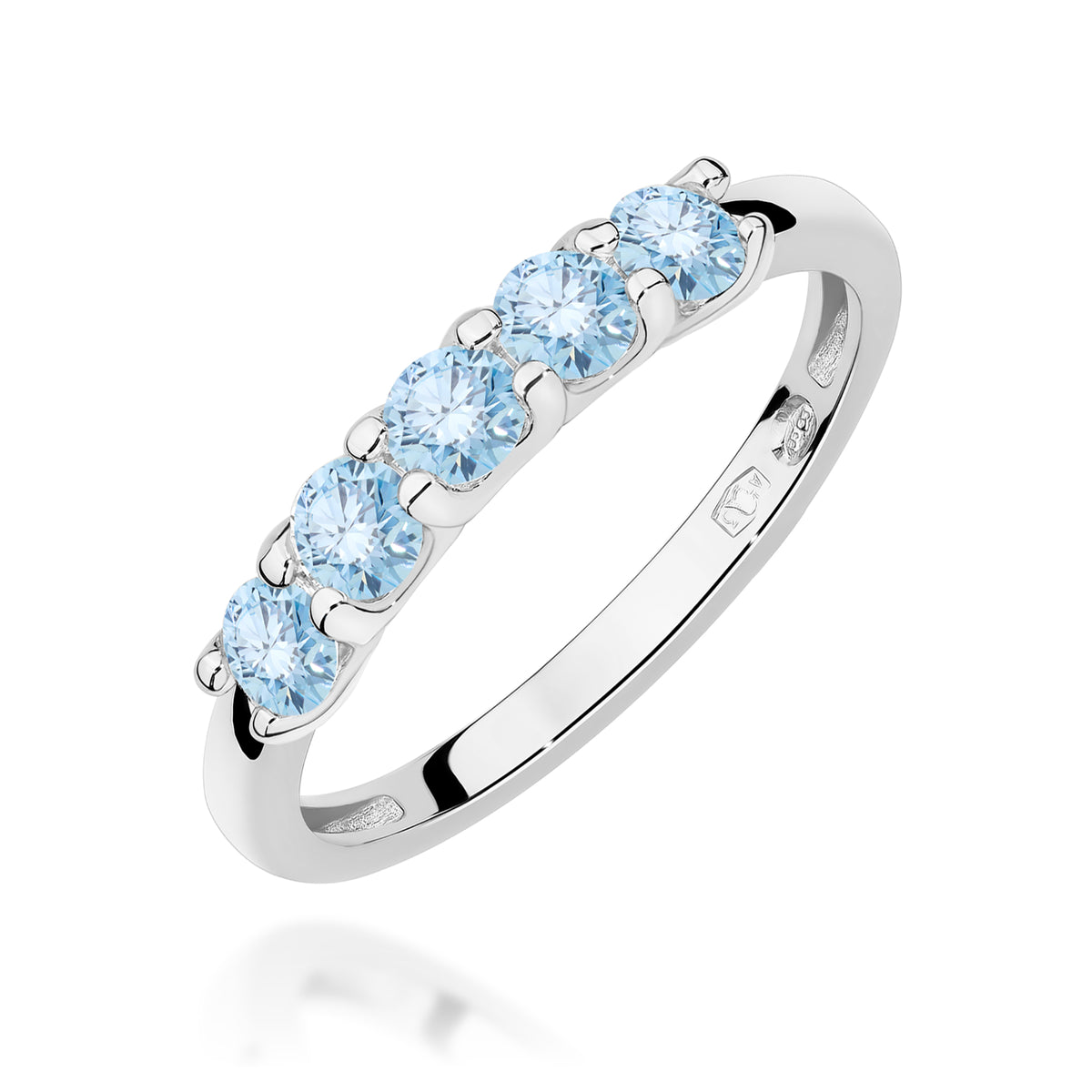 Inel Aur 14K cu Diamante Albastre de Laborator 0.50 ct