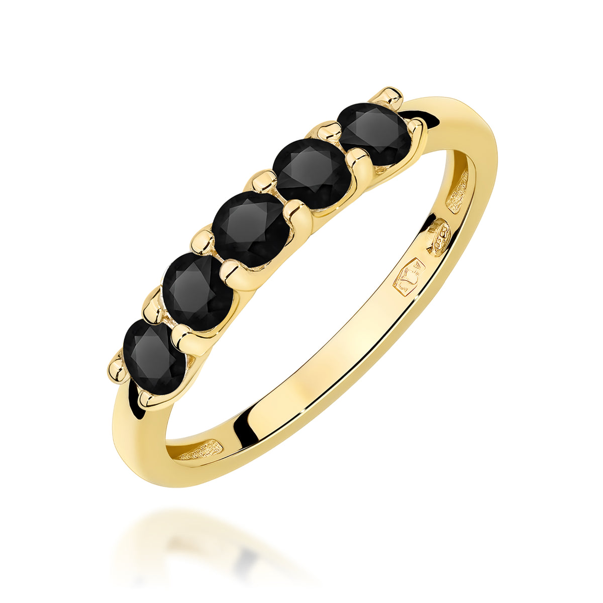 Inel Aur 14K cu Diamante Naturale Negre 0.60 ct