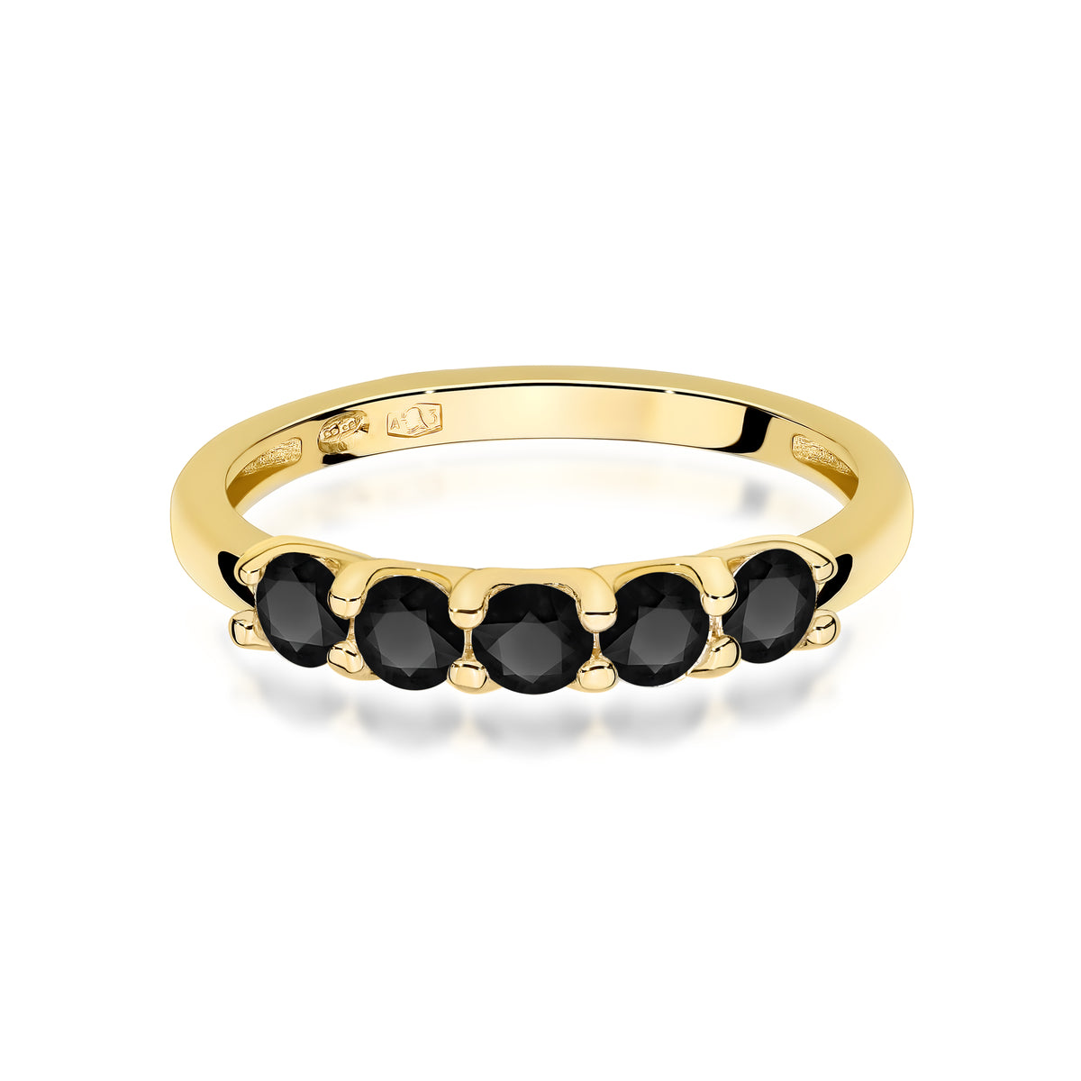 Inel Aur 14K cu Diamante Naturale Negre 0.60 ct