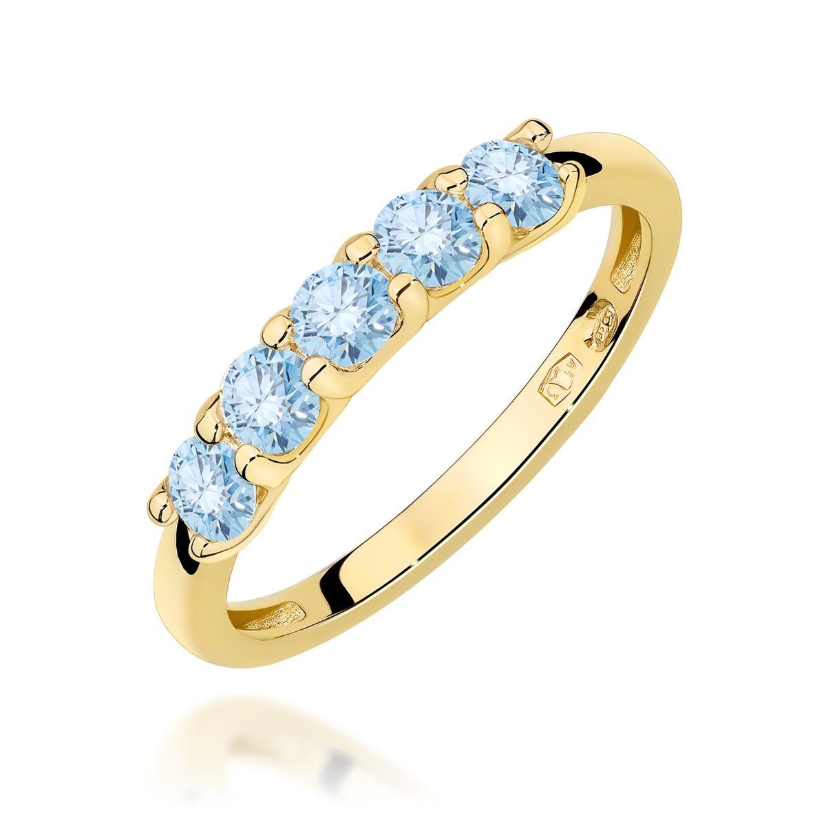 Inel Aur 14K cu Diamante Albastre de Laborator 0.50 ct
