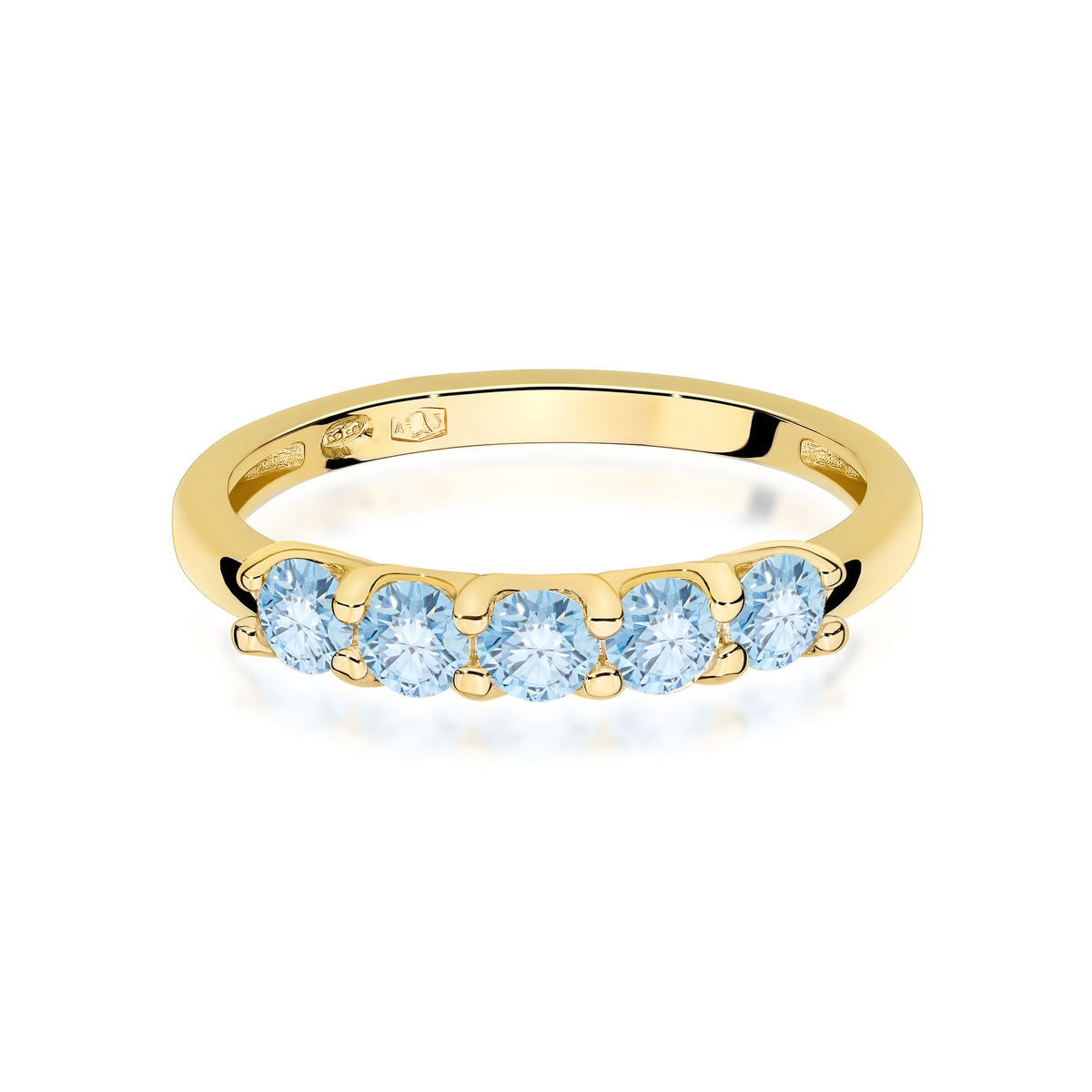 Inel Aur 14K cu Diamante Albastre de Laborator 0.50 ct