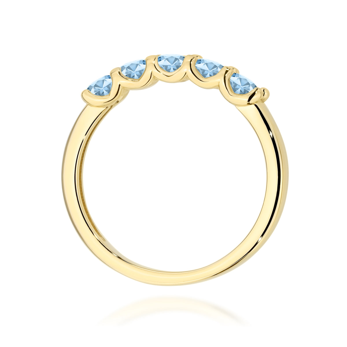 Inel Aur 14K cu Diamante Albastre de Laborator 0.50 ct