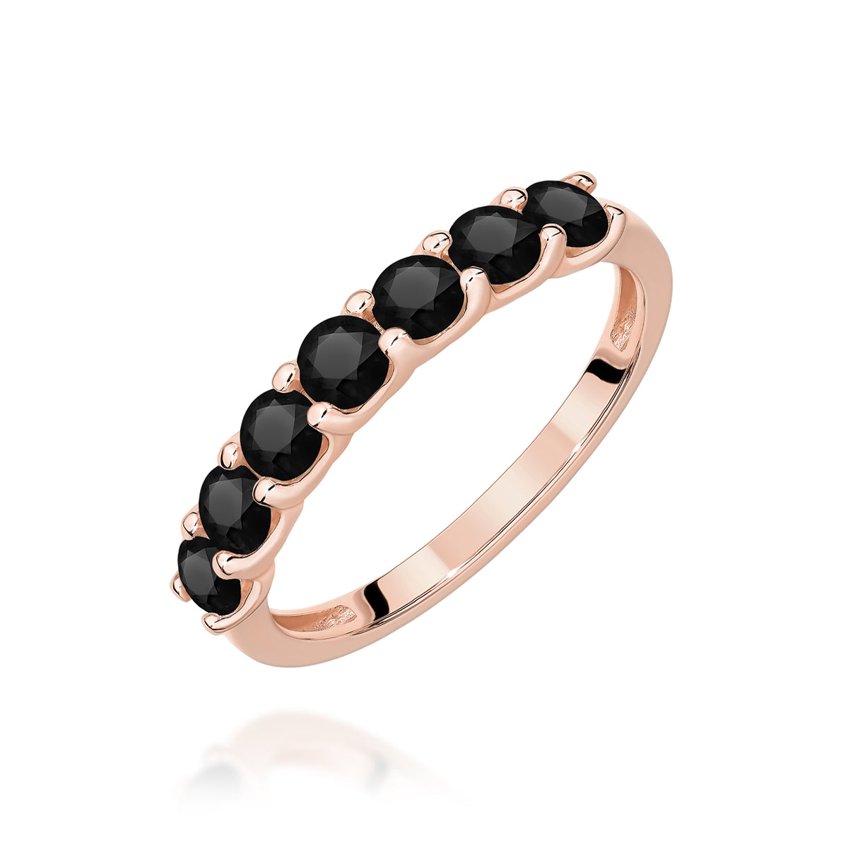 Inel Aur 14K cu Diamante Naturale Negre 0.84 ct