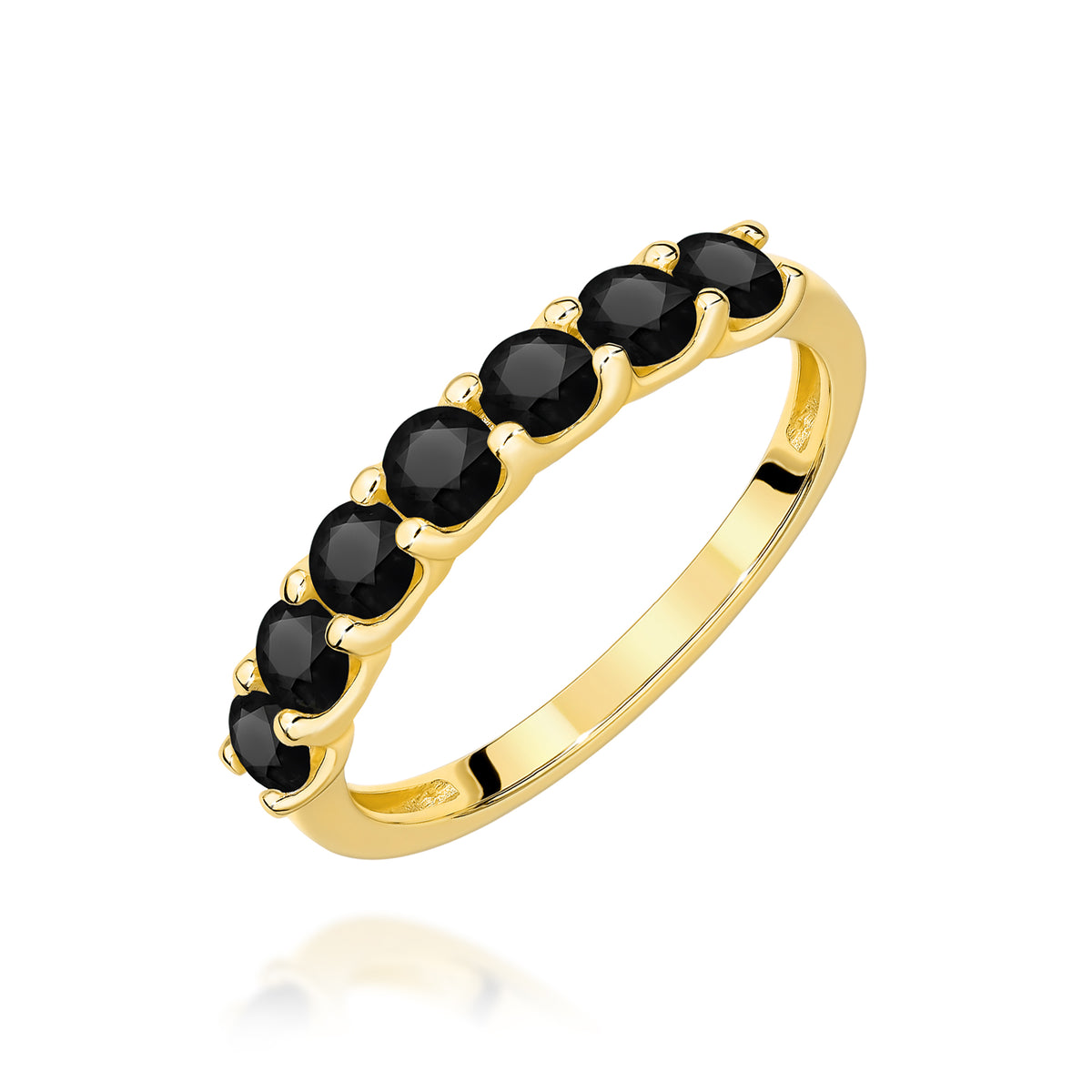Inel Aur 14K cu Diamante Naturale Negre 0.84 ct