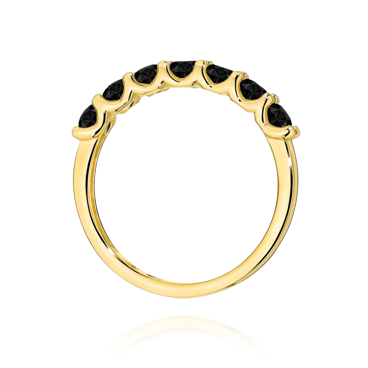 Inel Aur 14K cu Diamante Naturale Negre 0.84 ct