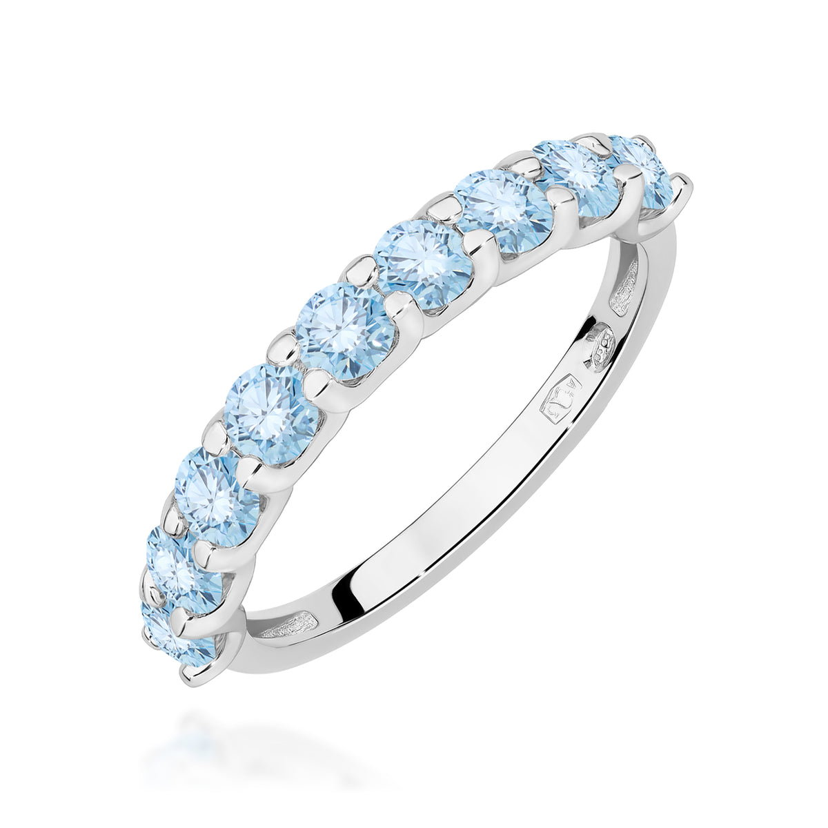 Inel Aur 14K cu Diamante Albastre de Laborator 0.90 ct