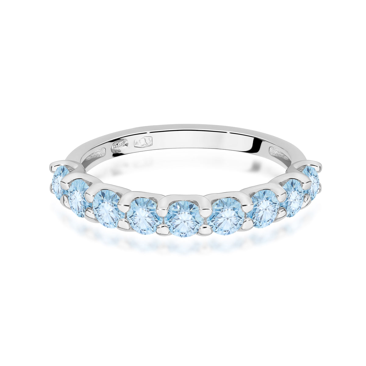 Inel Aur 9K cu Diamante Albastre de Laborator 0.90 ct