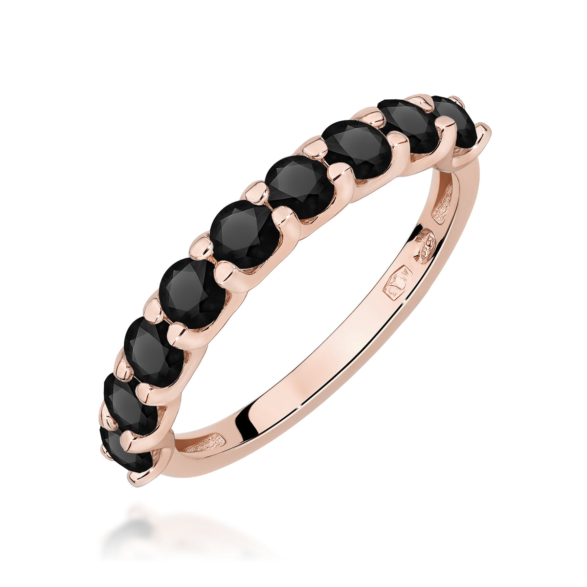 Inel Aur 14K cu Diamante Naturale Negre 1.08 ct