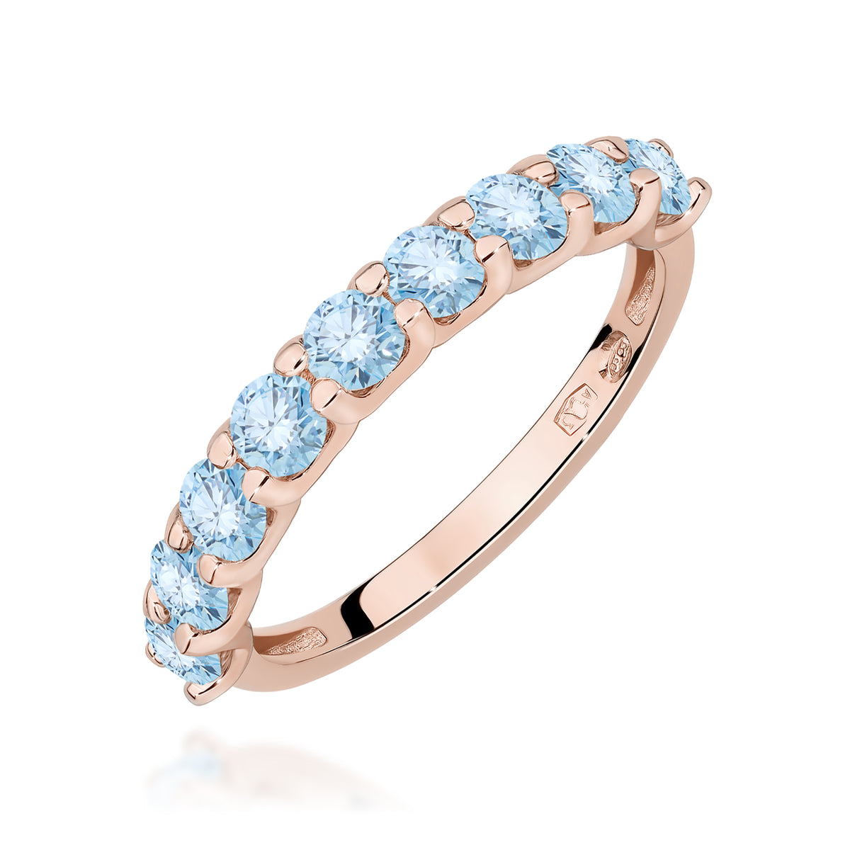 Inel Aur 14K cu Diamante Albastre de Laborator 0.90 ct