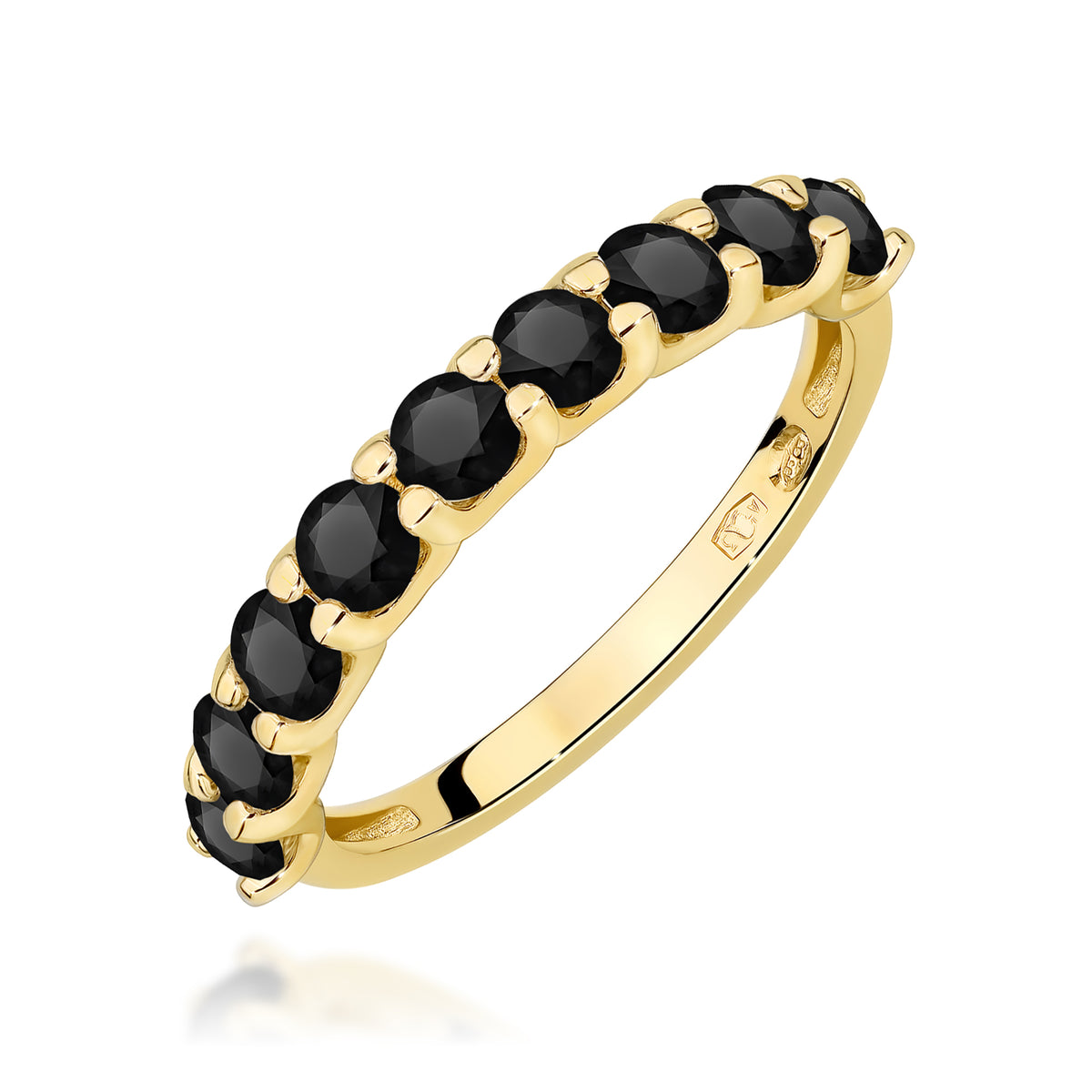 Inel Aur 14K cu Diamante Naturale Negre 1.08 ct