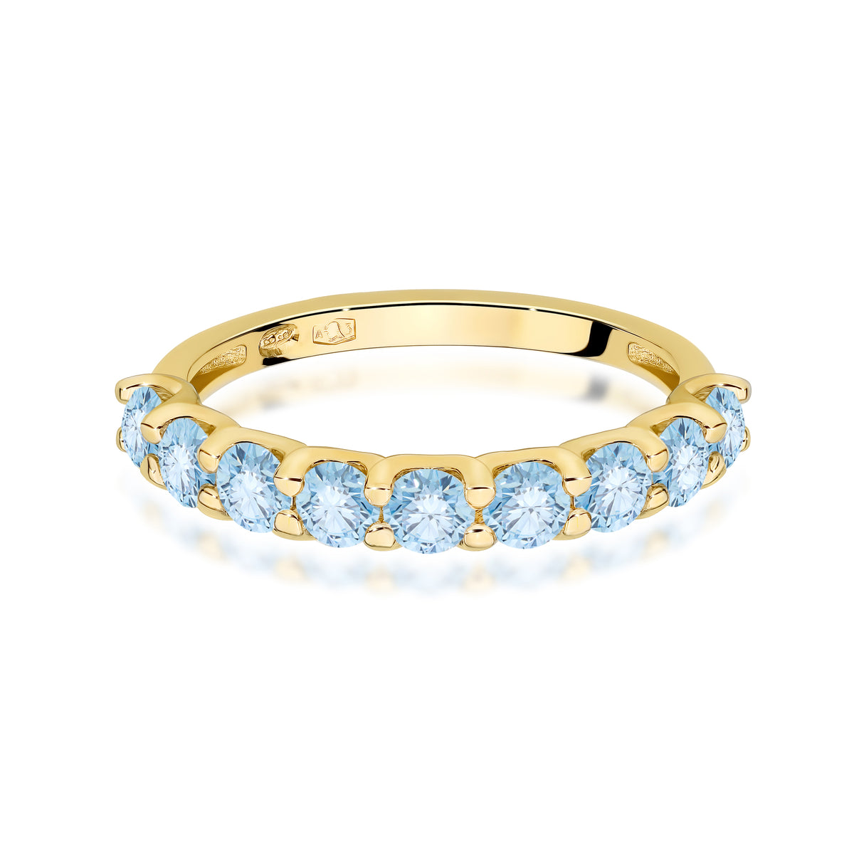 Inel Aur 9K cu Diamante Albastre de Laborator 0.90 ct