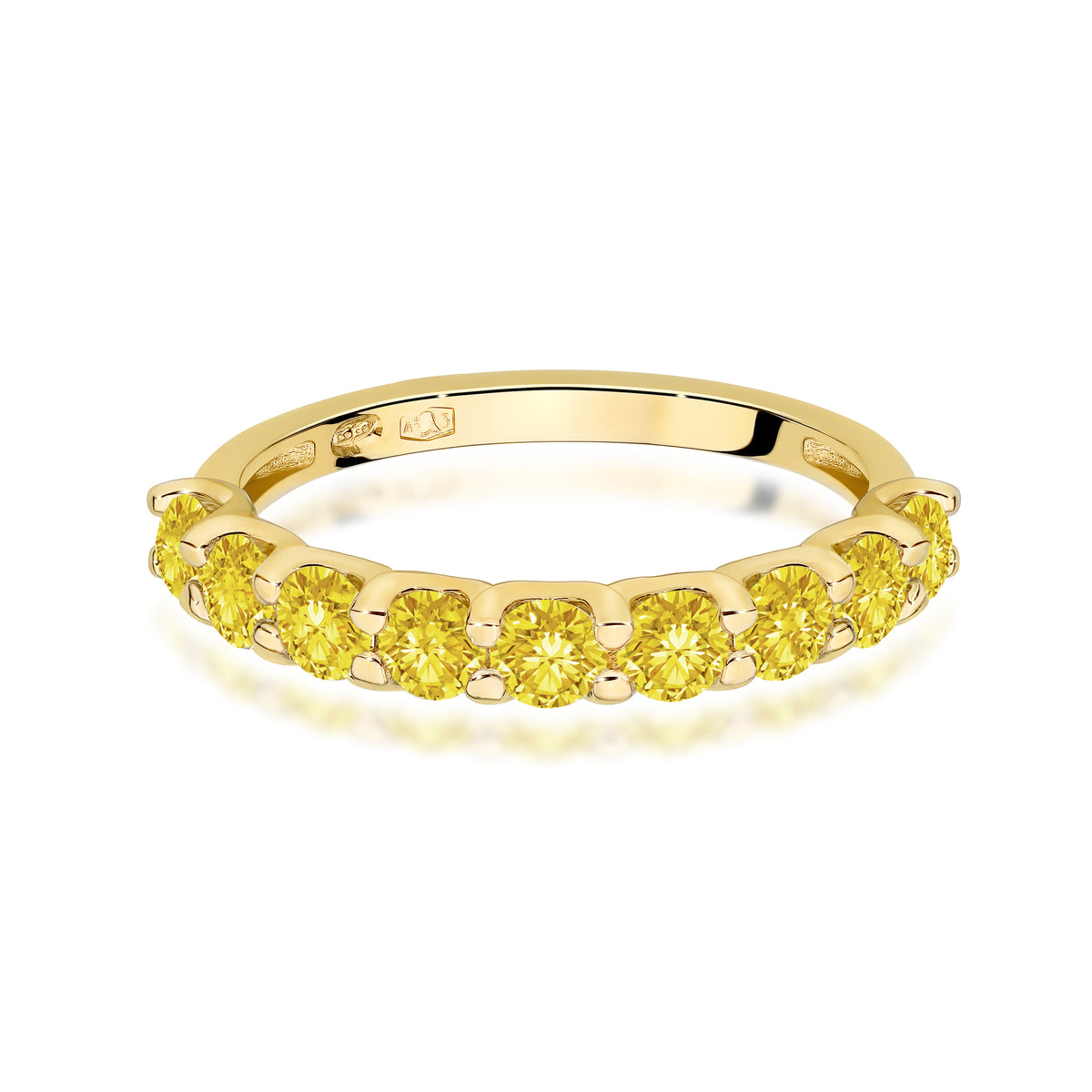 Inel Aur 9K cu Diamante Galbene de Laborator 0.90 ct