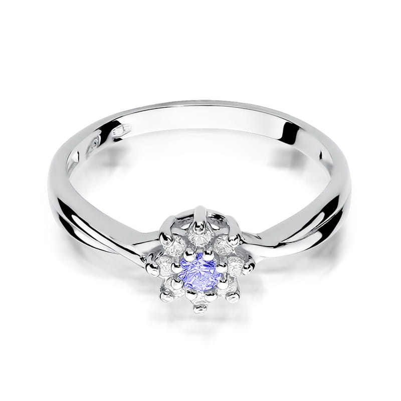 Inel Aur 14K cu Tanzanit 0.15 ct - Alb