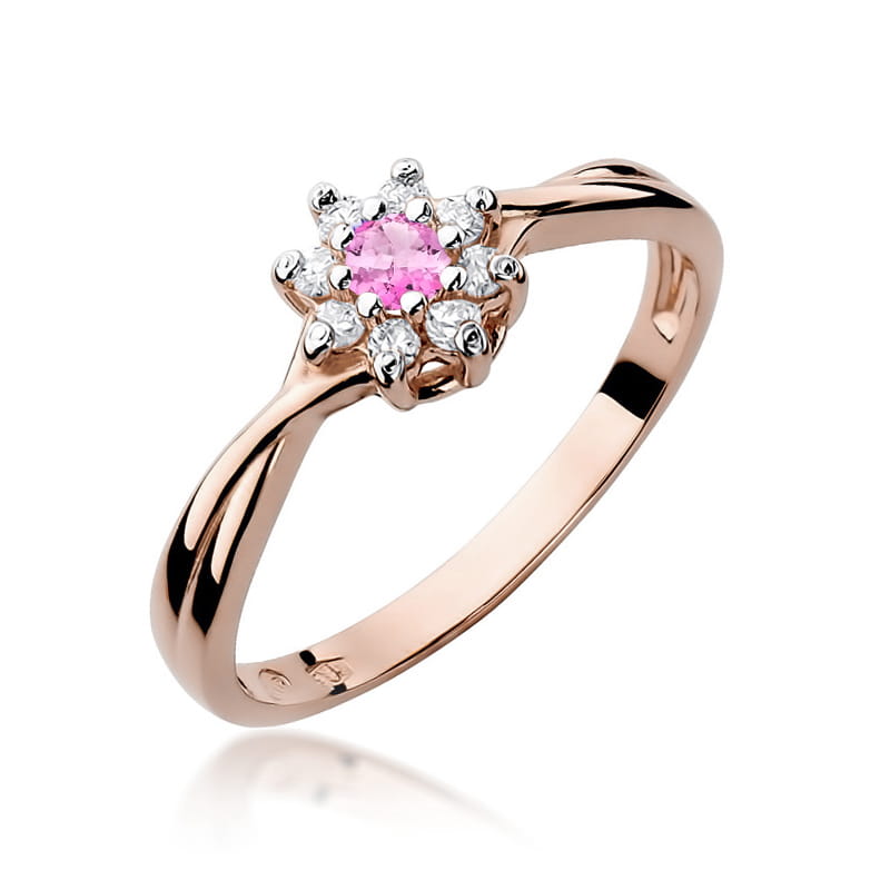 Inel Aur 14K W072 Topaz Roz 0.13ct