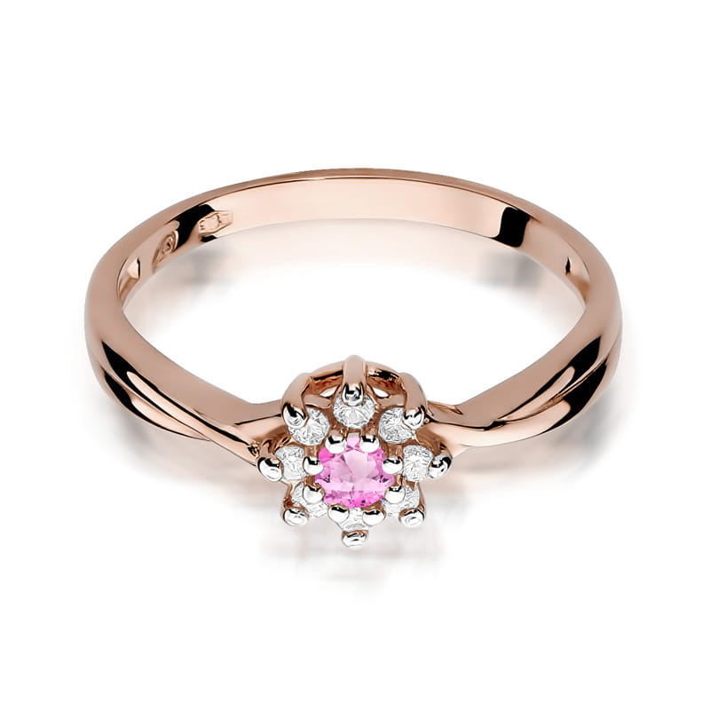 Inel Aur 14K W072 Topaz Roz 0.13ct