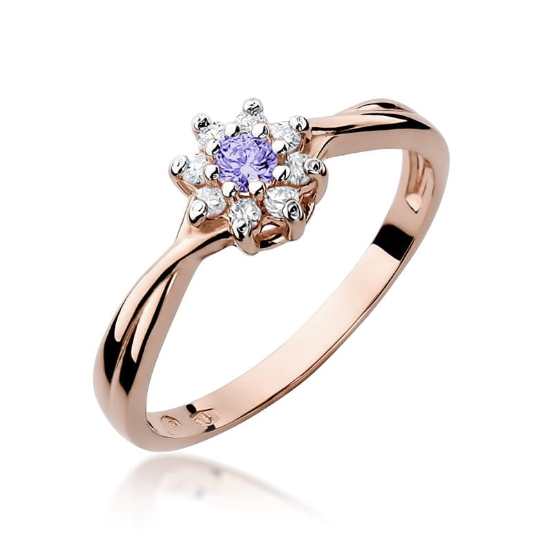 Inel Aur 14K cu Tanzanit 0.15 ct - Roz