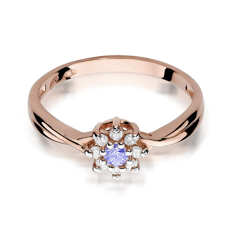 Inel Aur 14K cu Tanzanit 0.15 ct - Roz