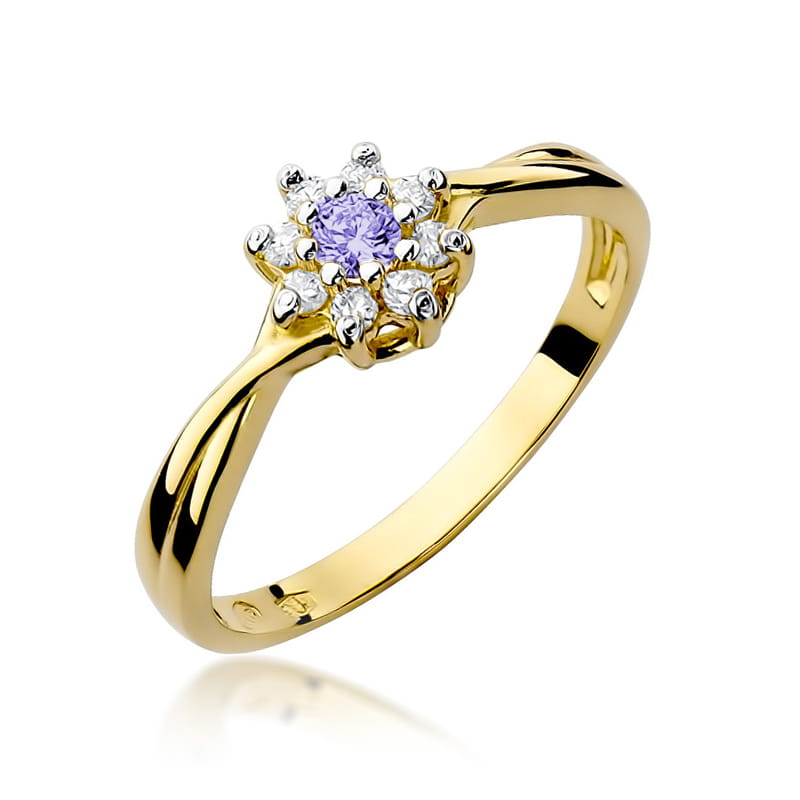 Inel Aur 14K cu Tanzanit 0.15 ct - Galben