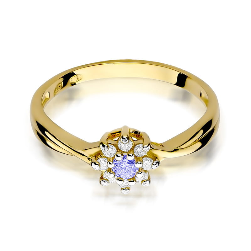 Inel Aur 14K cu Tanzanit 0.15 ct - Galben