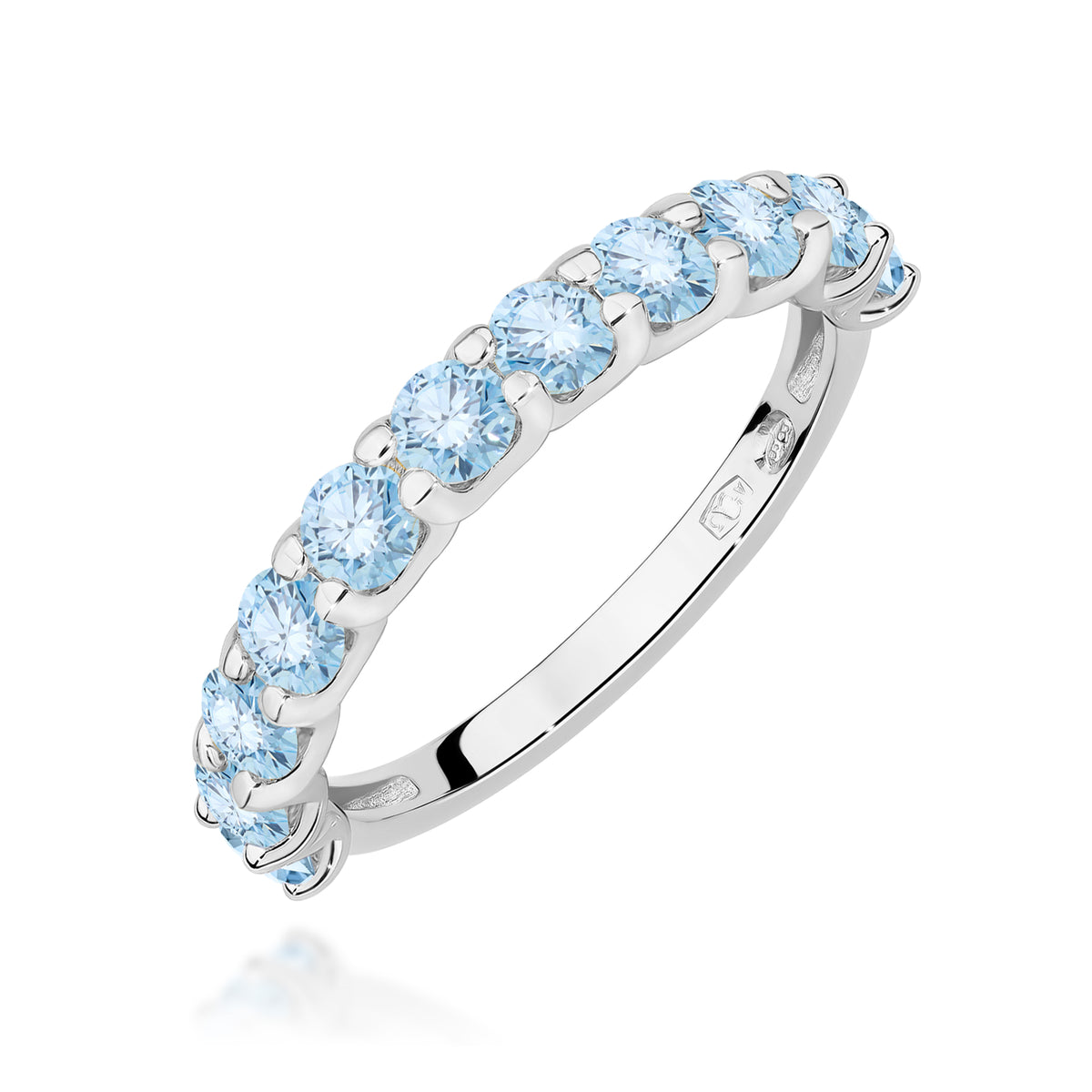 Inel Aur 14K cu Diamante Albastre de Laborator 1.10 ct
