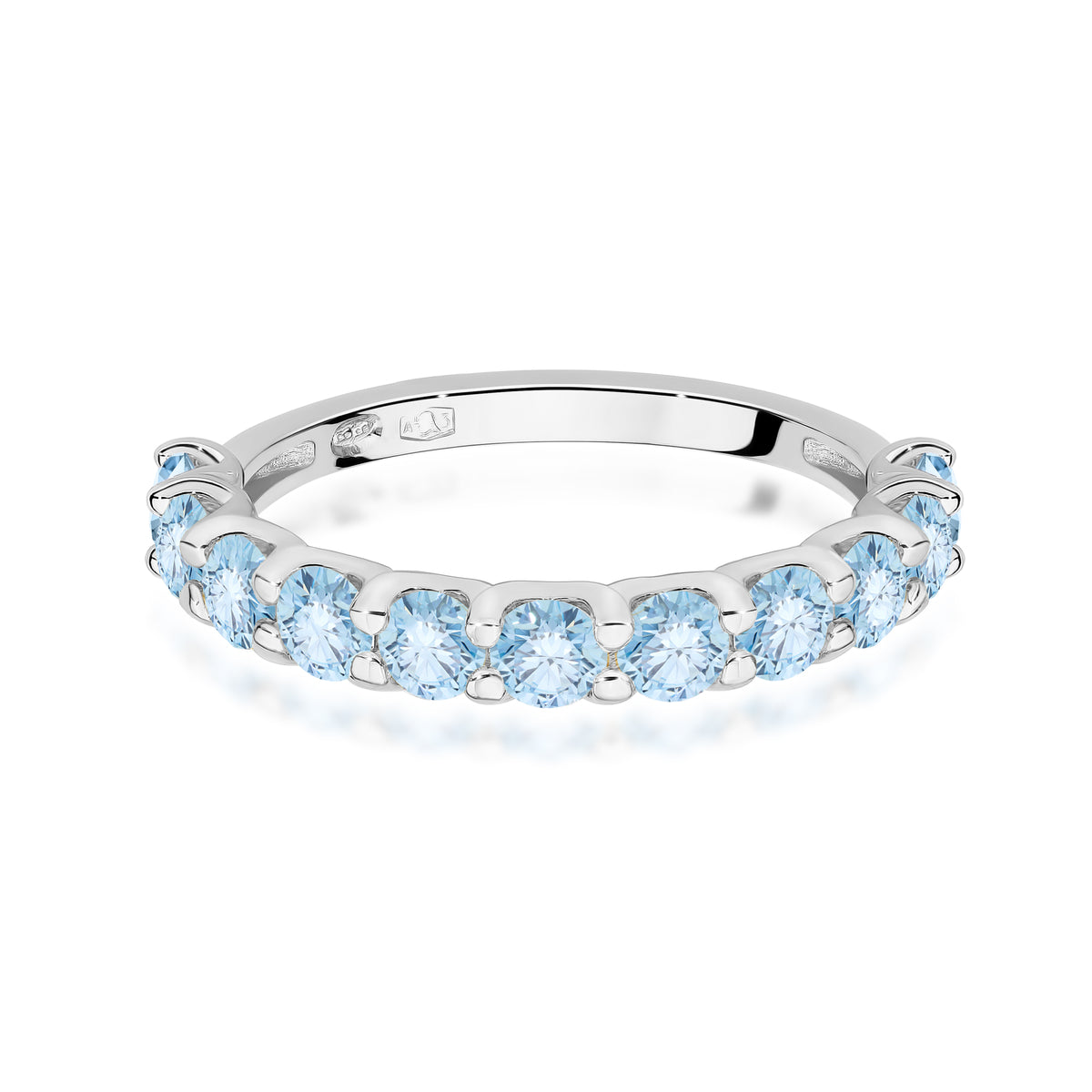 Inel Aur 14K cu Diamante Albastre de Laborator 1.10 ct
