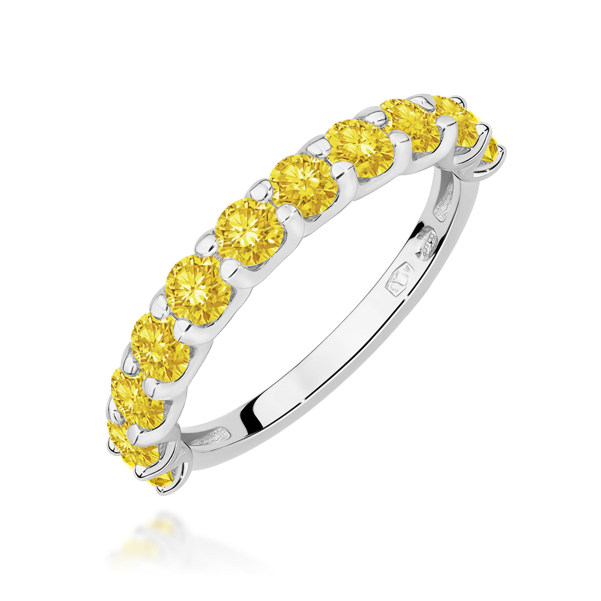 Inel Aur 9K cu Diamante Galbene de Laborator 1.10 ct