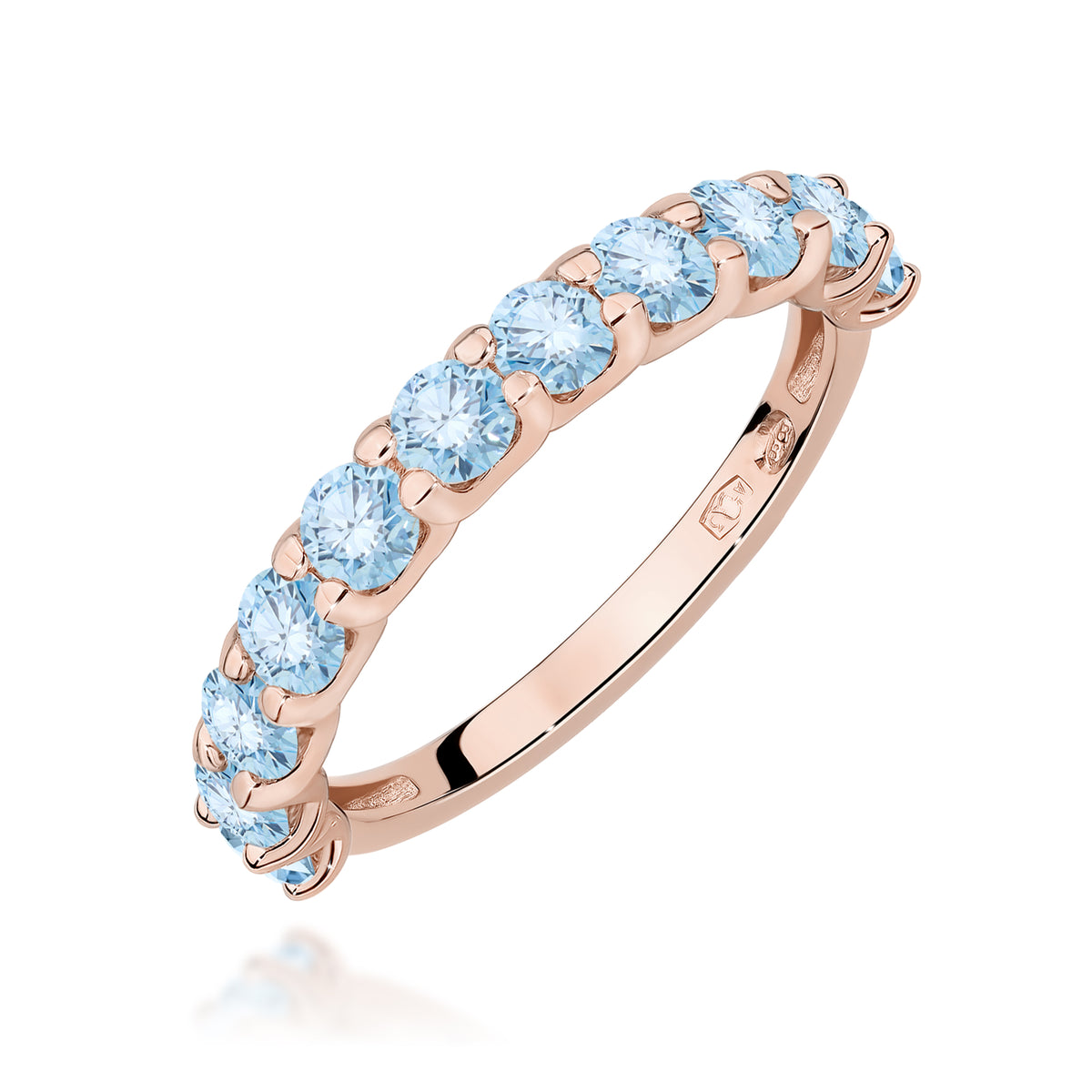 Inel Aur 14K cu Diamante Albastre de Laborator 1.10 ct