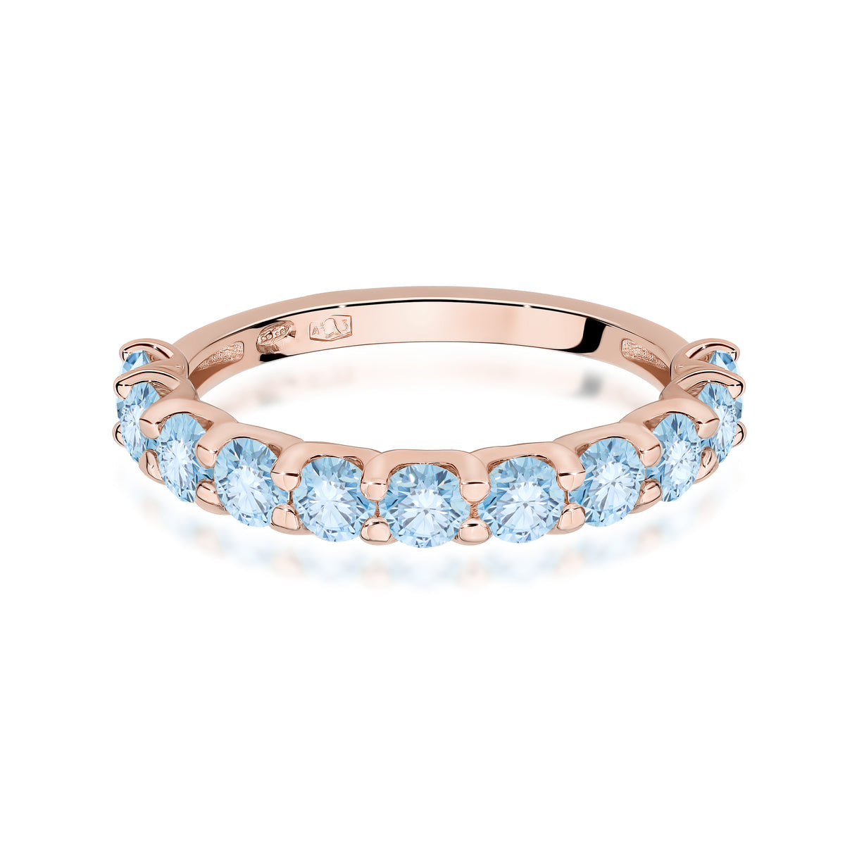 Inel Aur 14K cu Diamante Albastre de Laborator 1.10 ct