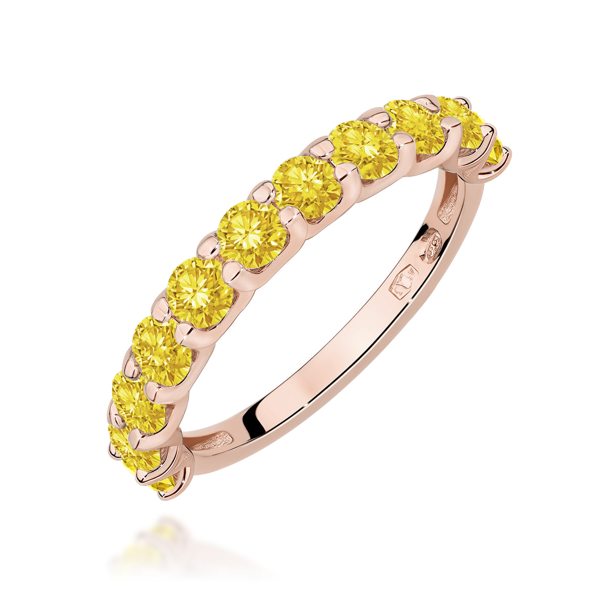 Inel Aur 14K cu Diamante Galbene de Laborator 1.10 ct