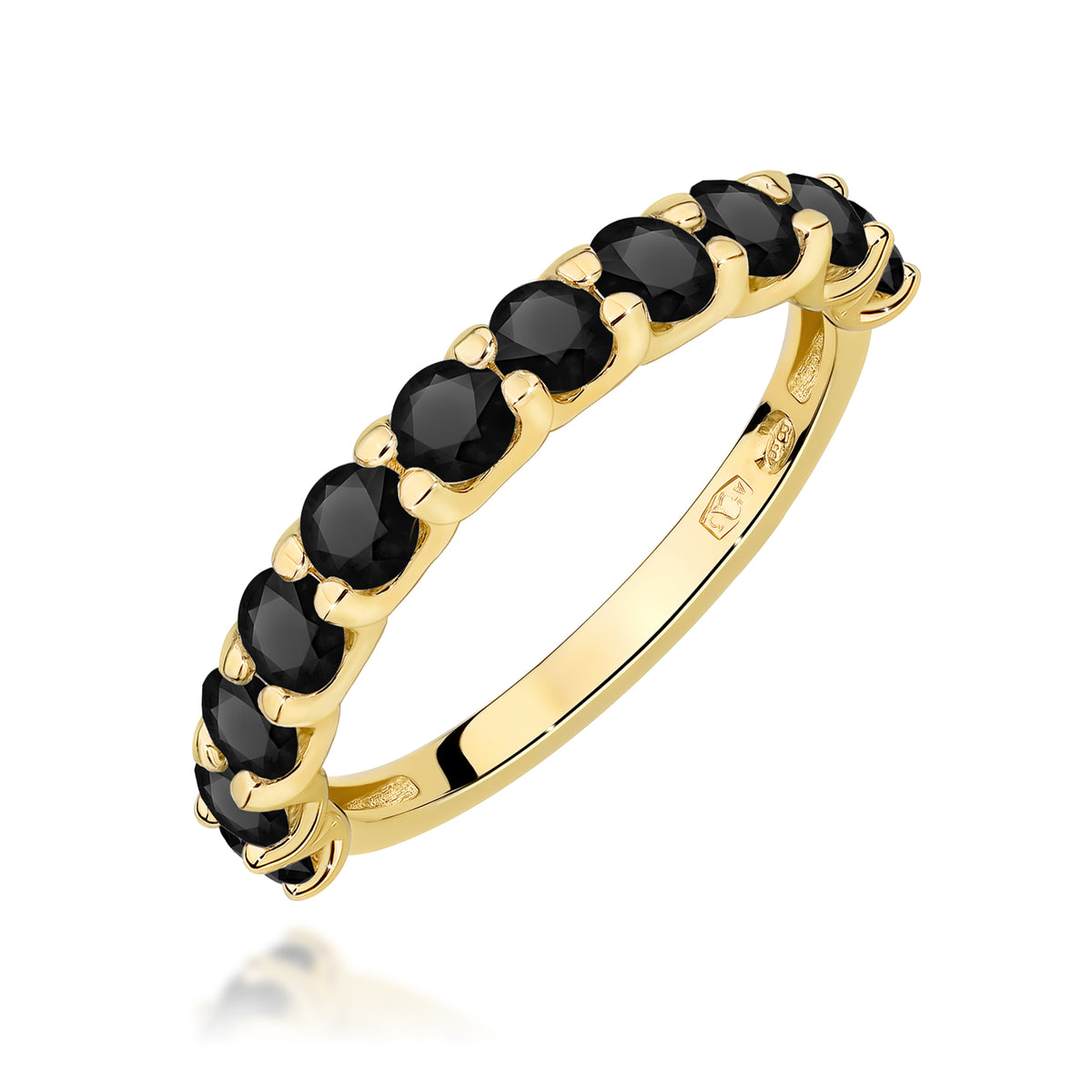 Inel Aur 14K cu Diamante Naturale Negre 1.32 ct